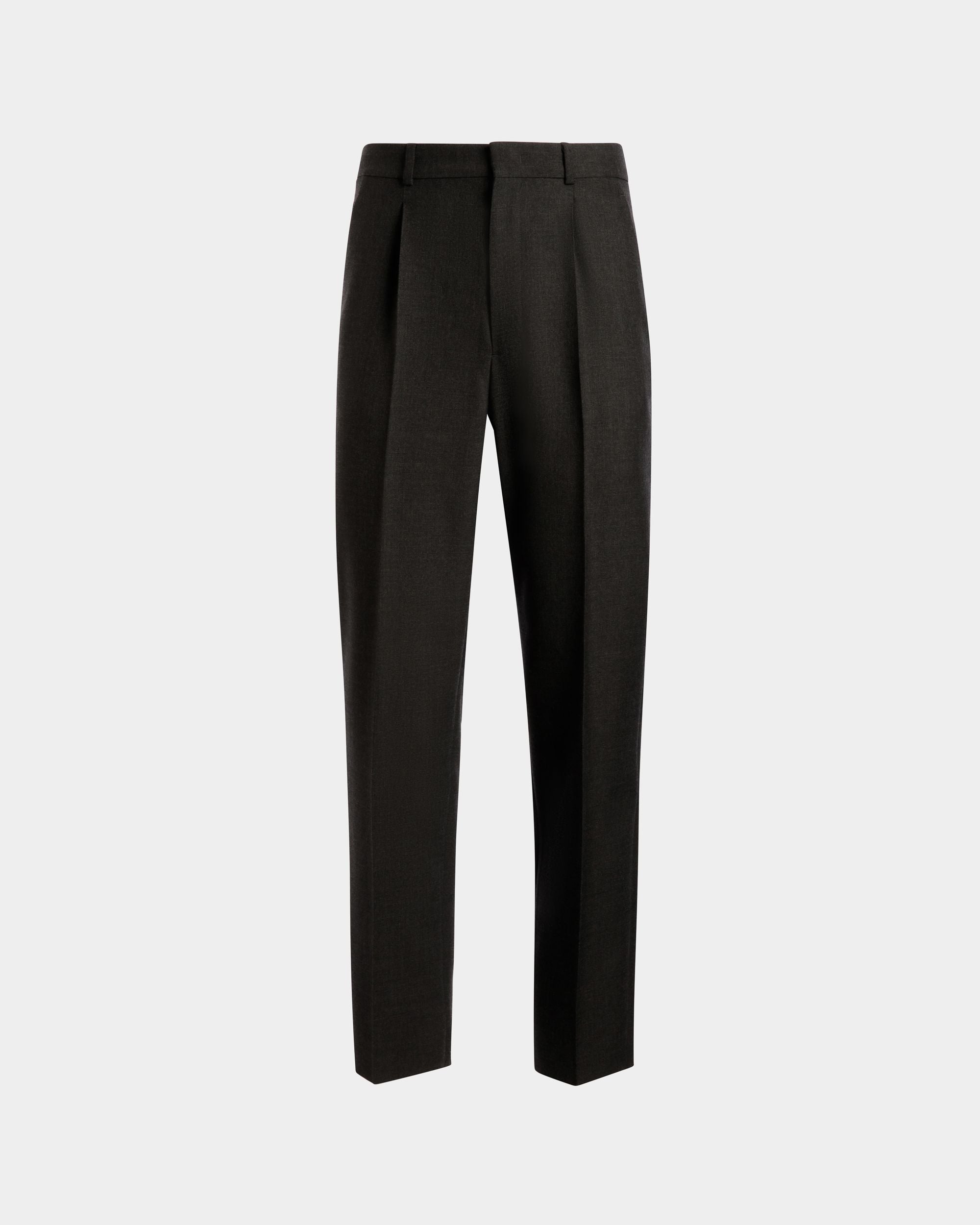 Pantalone Con Pince In Misto Lana Grigio Mélange - Uomo - Bally - 01