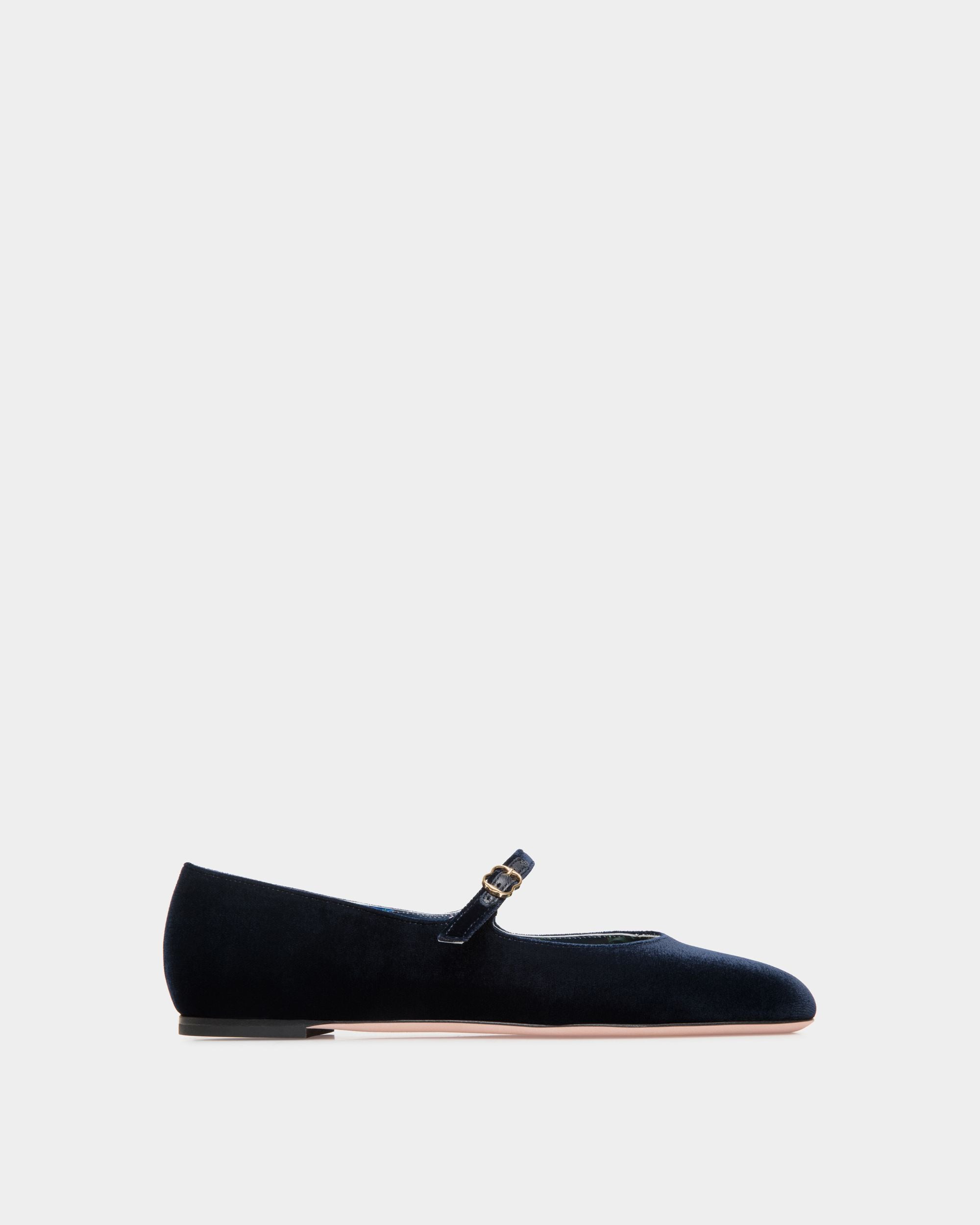 Ballerina Ballyrina In Velluto Navy Blue - Donna - Bally - 01