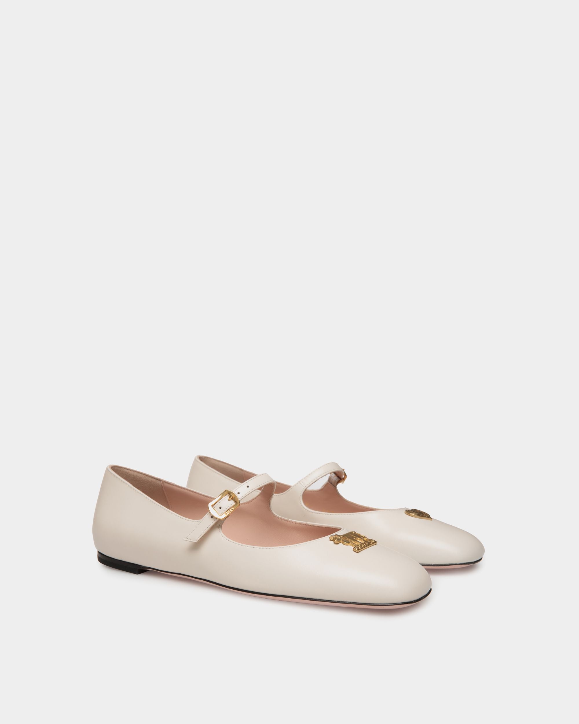 Ballerina Mary Jane Ballyrina In Pelle Bianca - Donna - Bally - 03