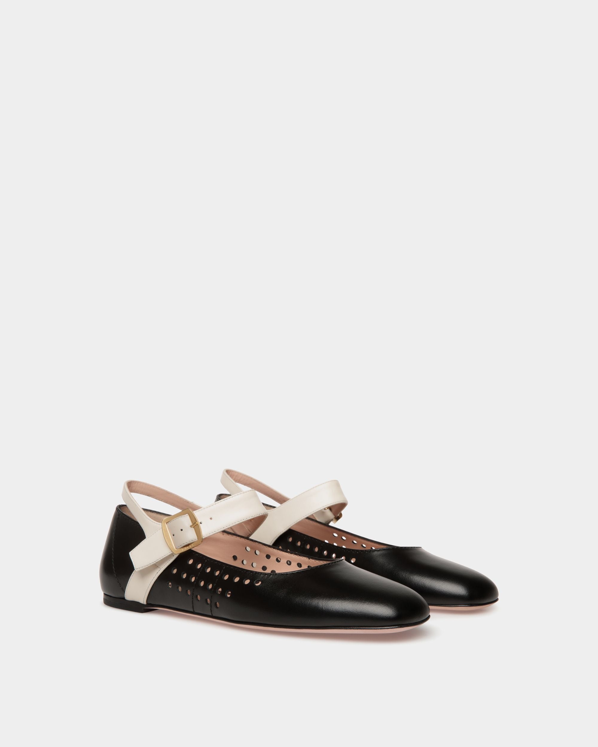 Ballerina Ballyrina In Pelle Bianca E Nera - Donna - Bally - 03