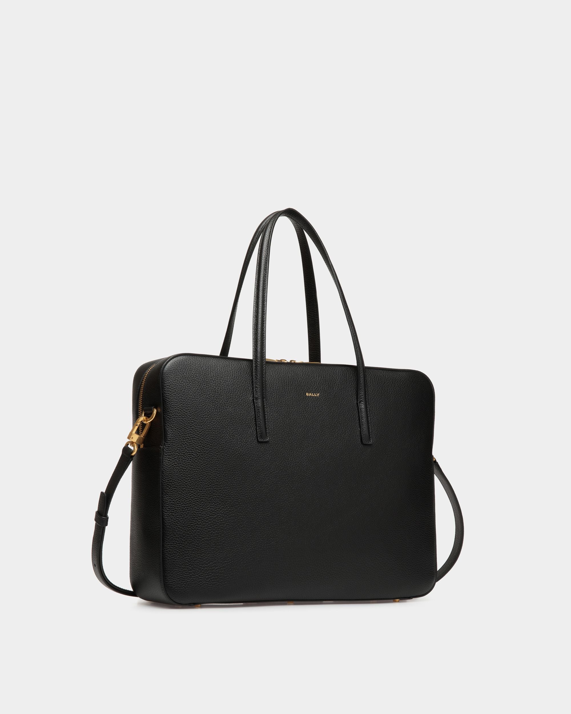 Borsa Business Emblem In Pelle Granata Nera - Donna - Bally - 04
