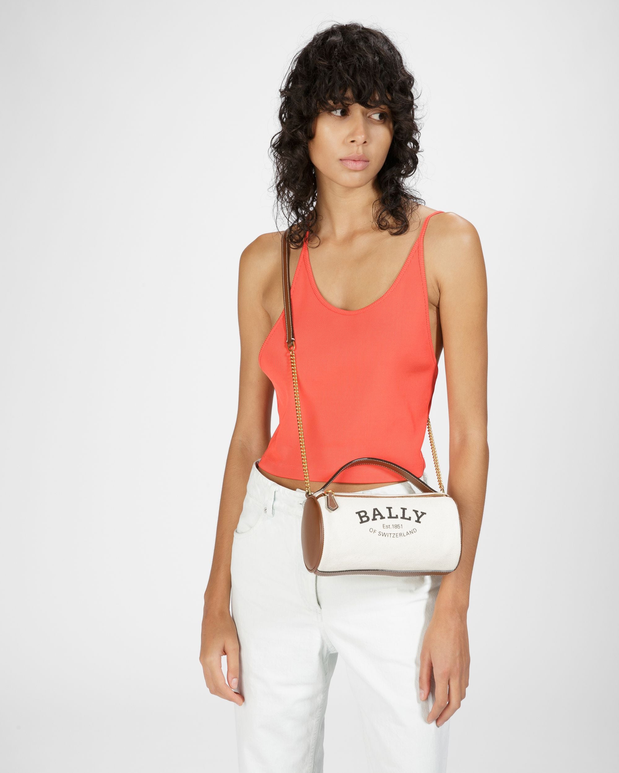Calyn Borsa A Tracolla In Tessuto Color Naturale - Donna - Bally - 08
