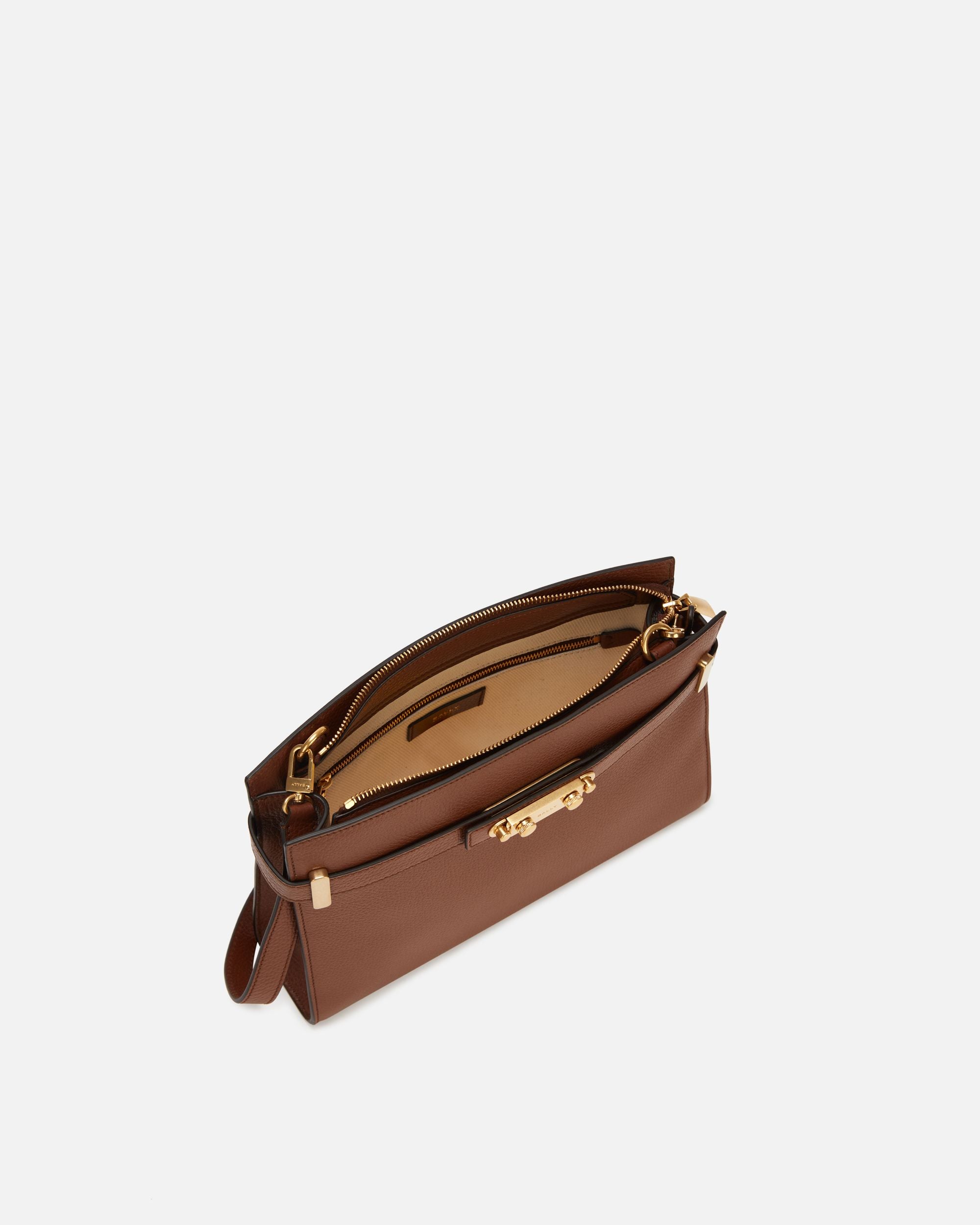 Borsa A Spalla Carriage In Pelle Granata Marrone - Donna - Bally - 04