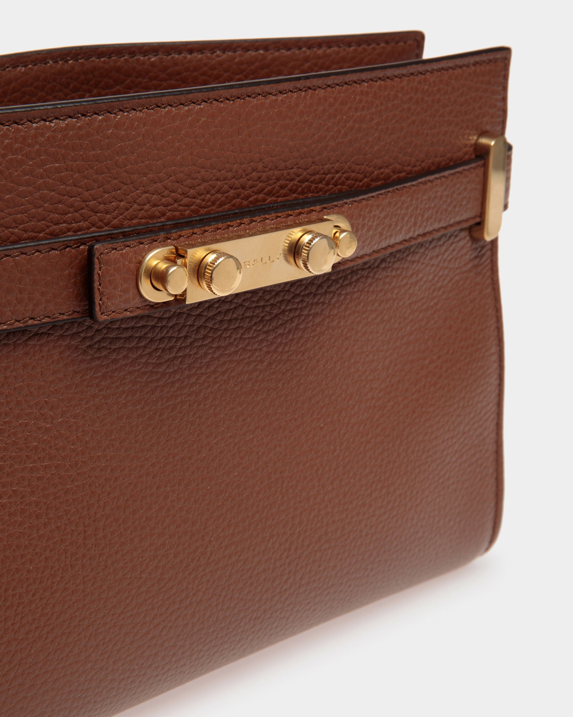 Borsa A Tracolla Carriage In Pelle Zigrinata Marrone - Donna - Bally - 05