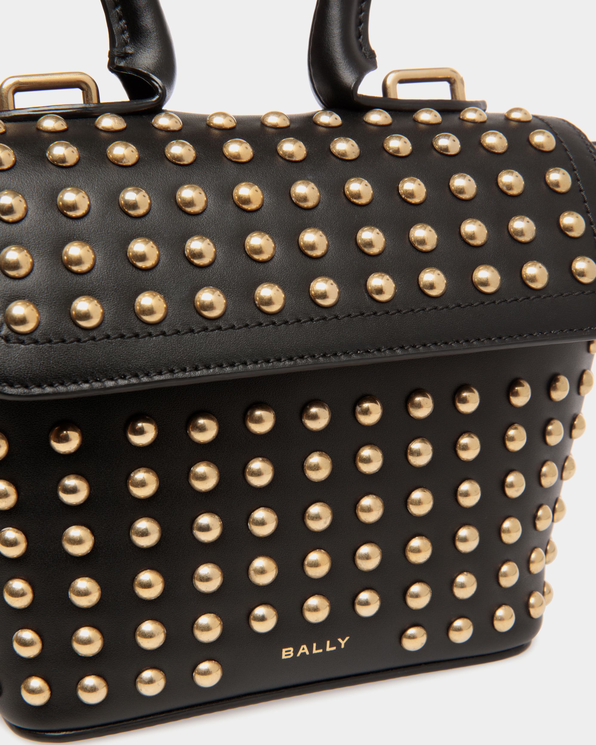 Borsa Mini Belle In Pelle Nera Con Borchie - Donna - Bally - 06