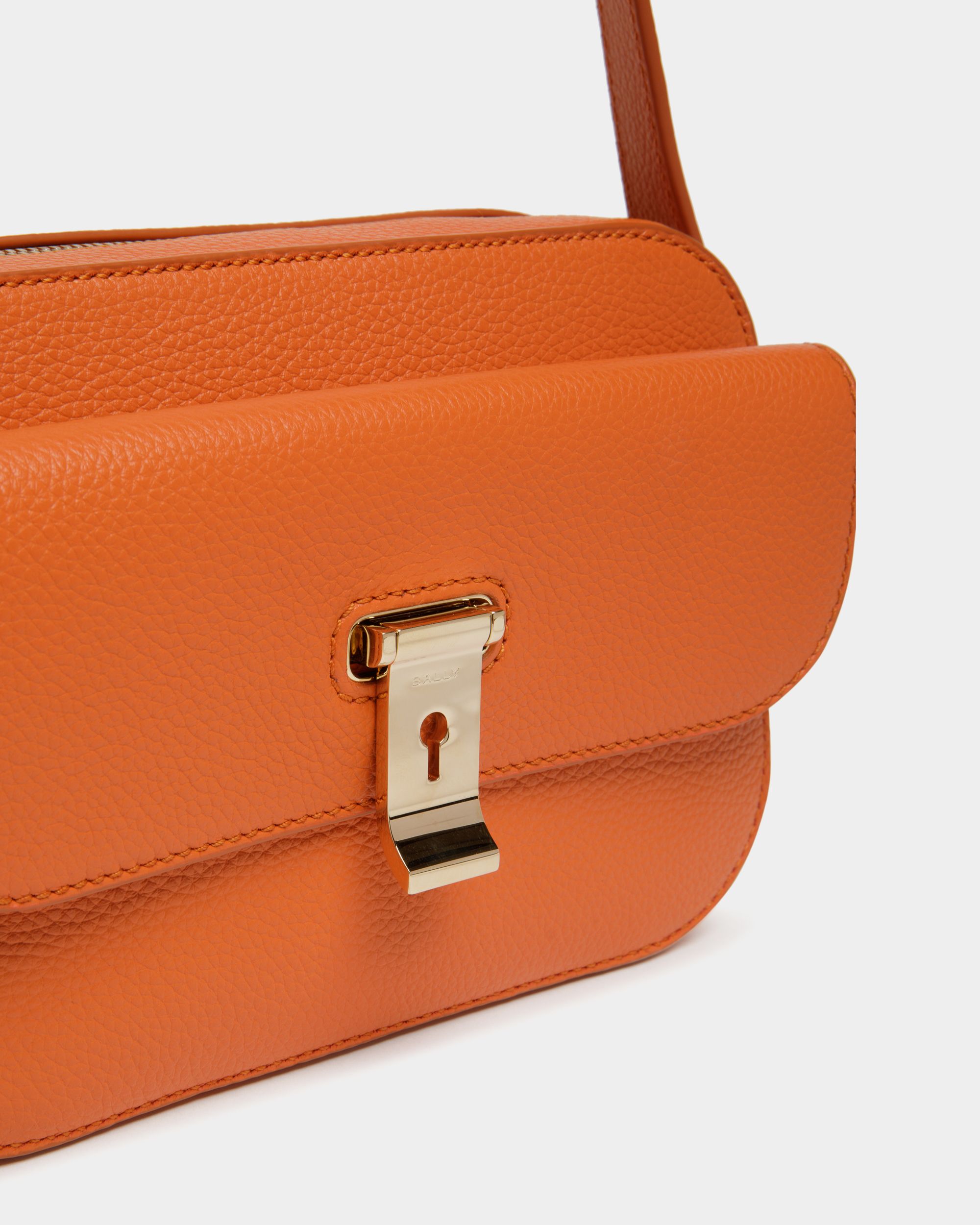 Borsa A Tracolla Piccola Lock Me In Pelle Granata Koi Orange - Donna - Bally - 03