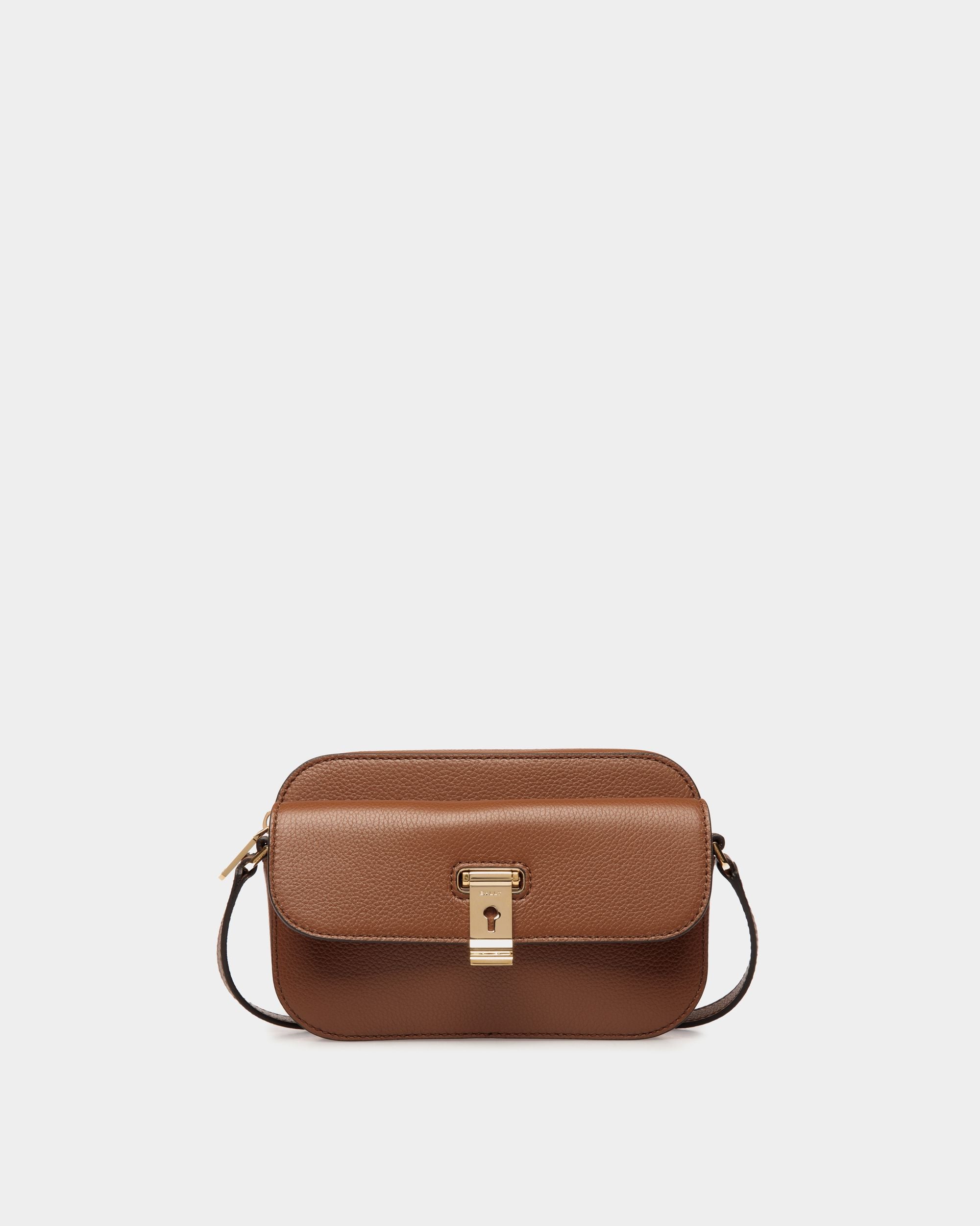 Borsa A Tracolla Piccola Lock Me In Pelle Granata Marrone - Donna - Bally - 01
