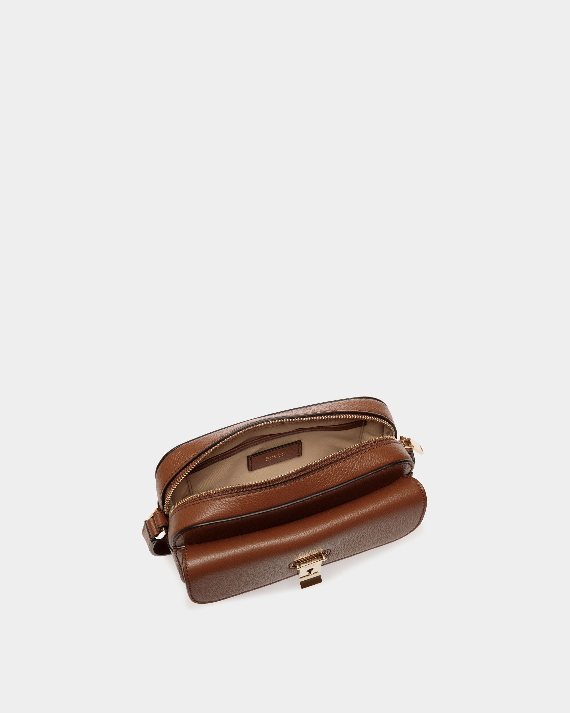 Borsa A Tracolla Piccola Lock Me In Pelle Granata Marrone - Donna - Bally - 05