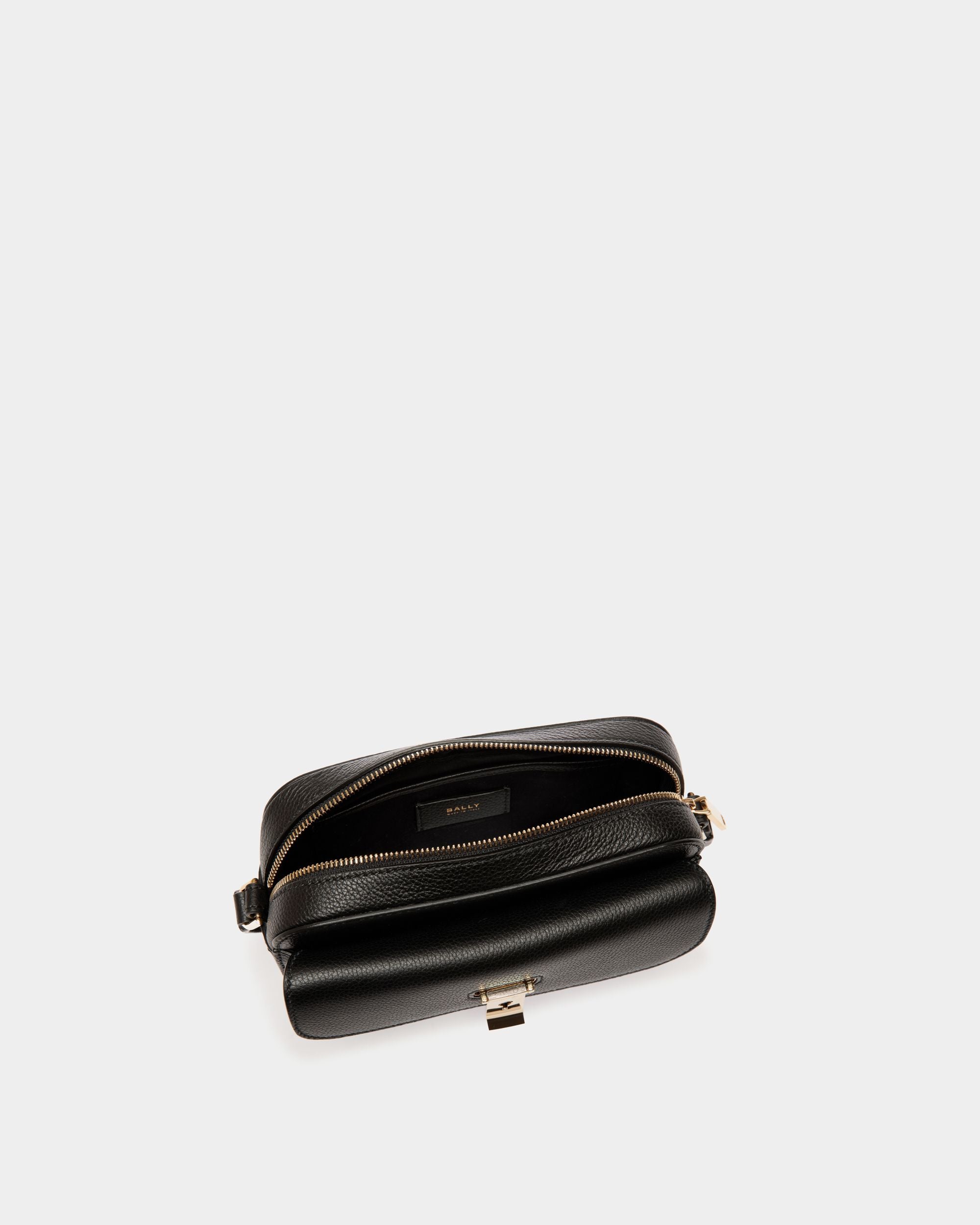 Borsa A Tracolla Piccola Lock Me In Pelle Granata Nera - Donna - Bally - 04