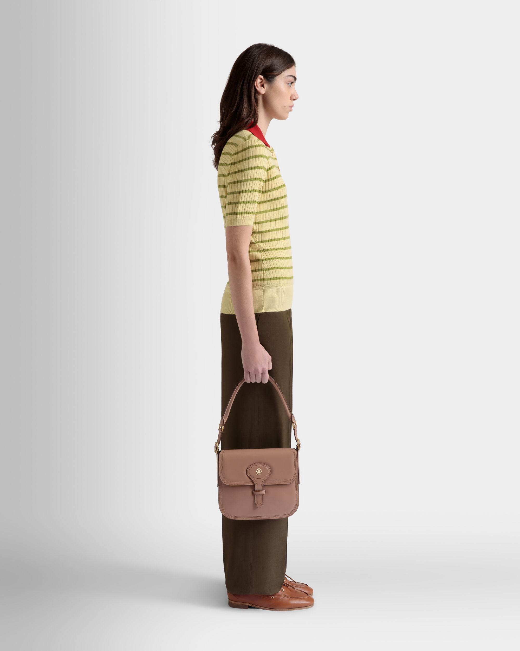 Borsa A Tracolla Beckett In Pelle Spazzolata Praline Beige - Donna - Bally - 01