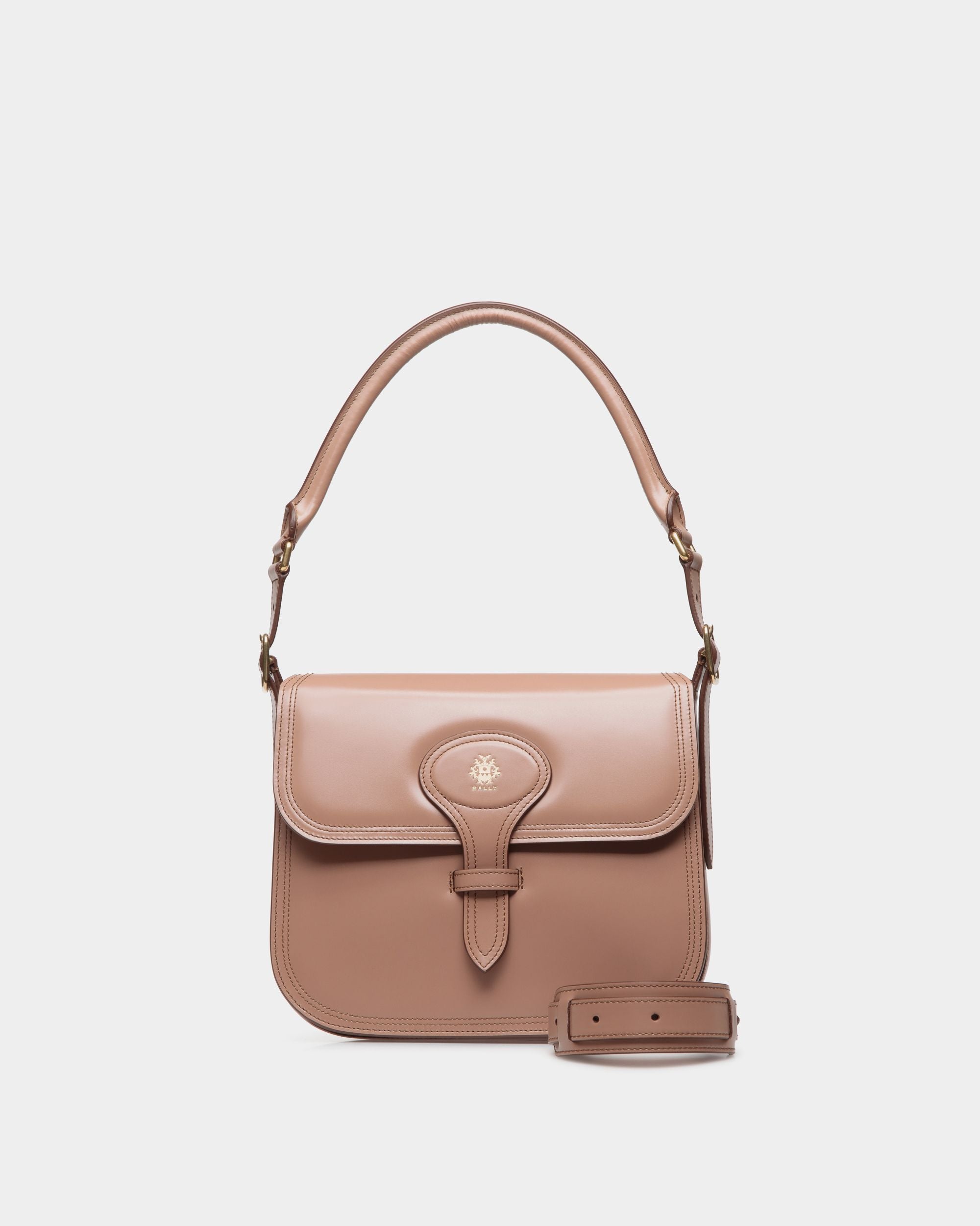 Borsa A Tracolla Beckett In Pelle Spazzolata Praline Beige - Donna - Bally - 05