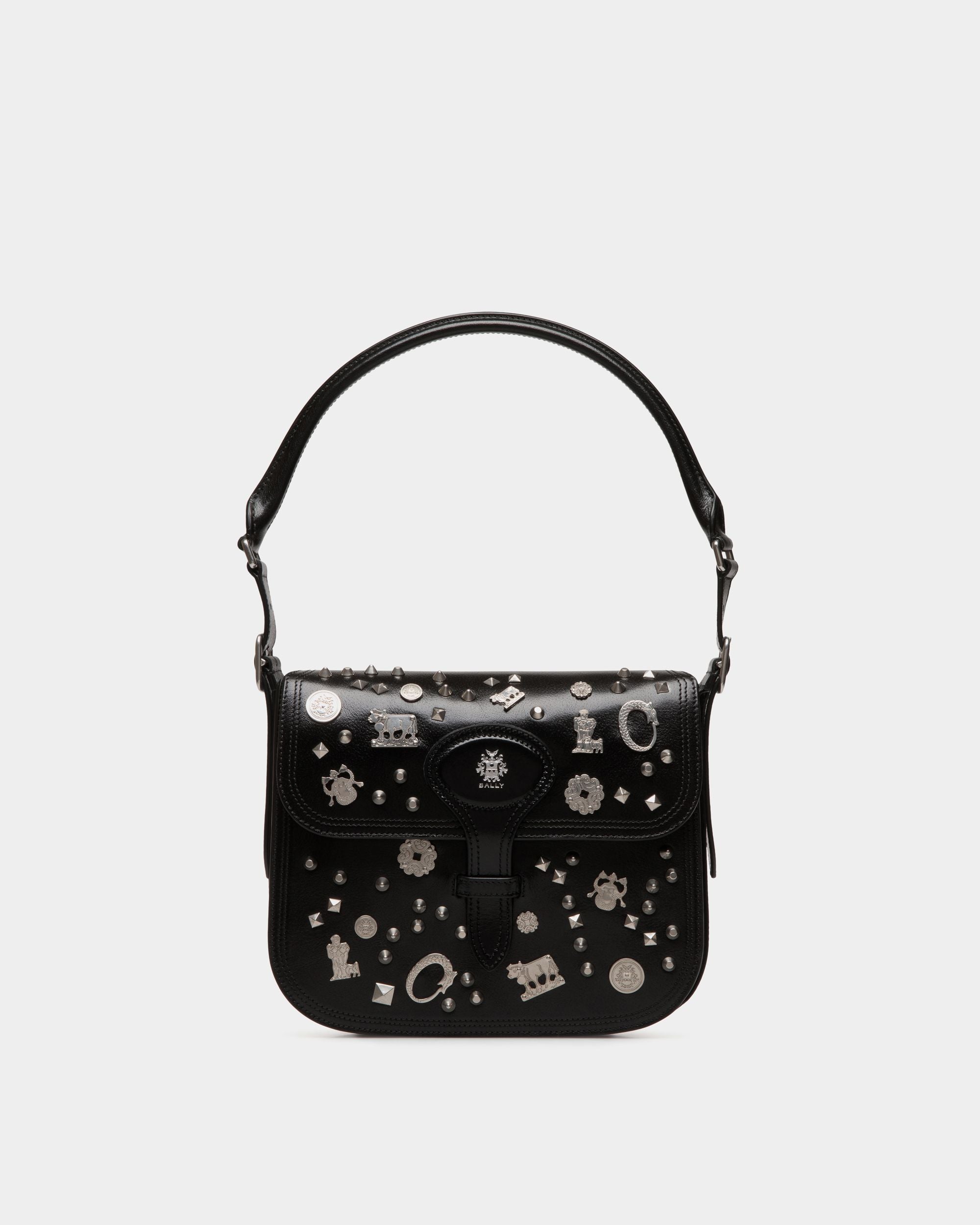 Beckett Crossbody Bag In Black Leather with Studs - Donna - Bally - 01