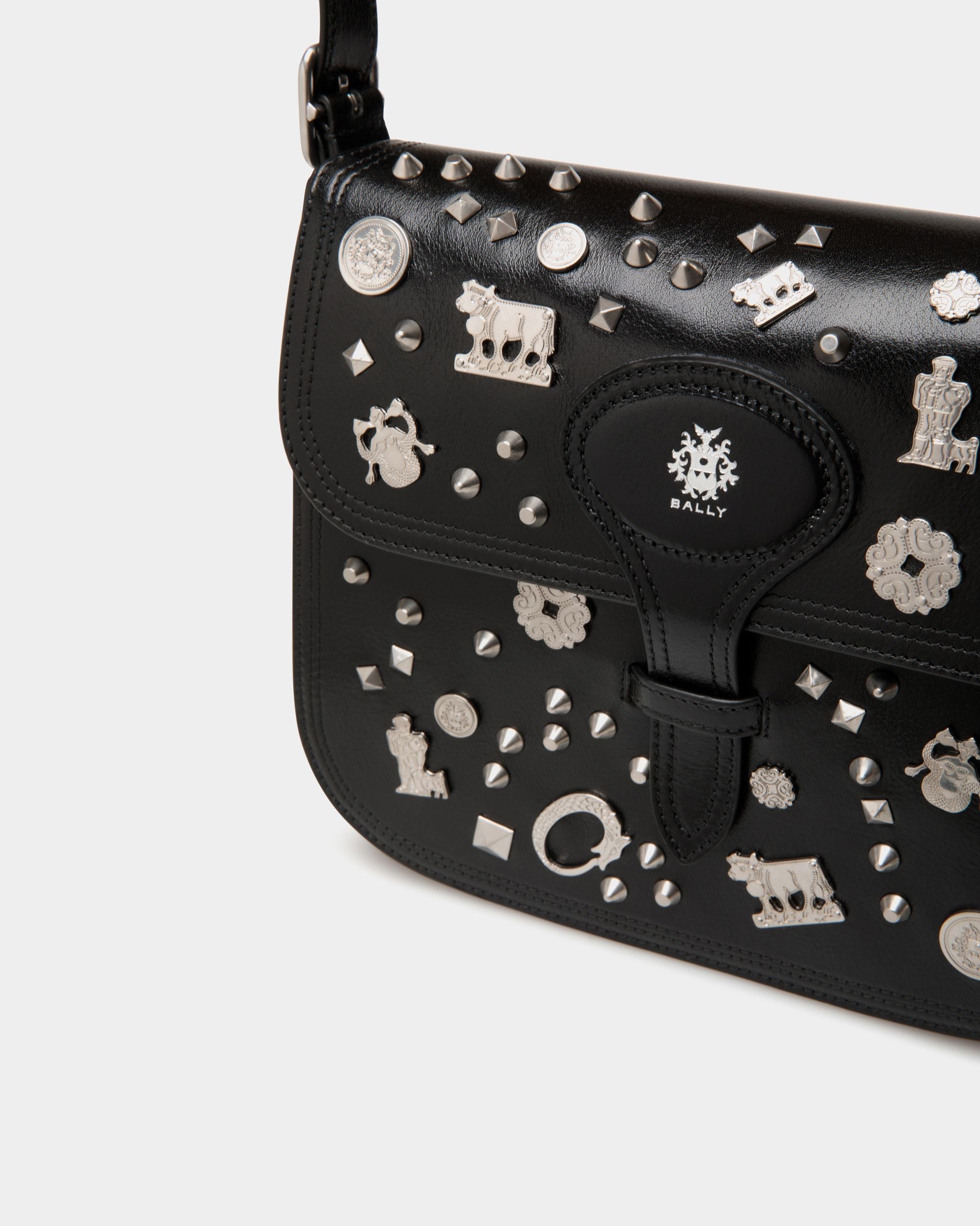 Beckett Crossbody Bag In Black Leather with Studs - Donna - Bally - 06