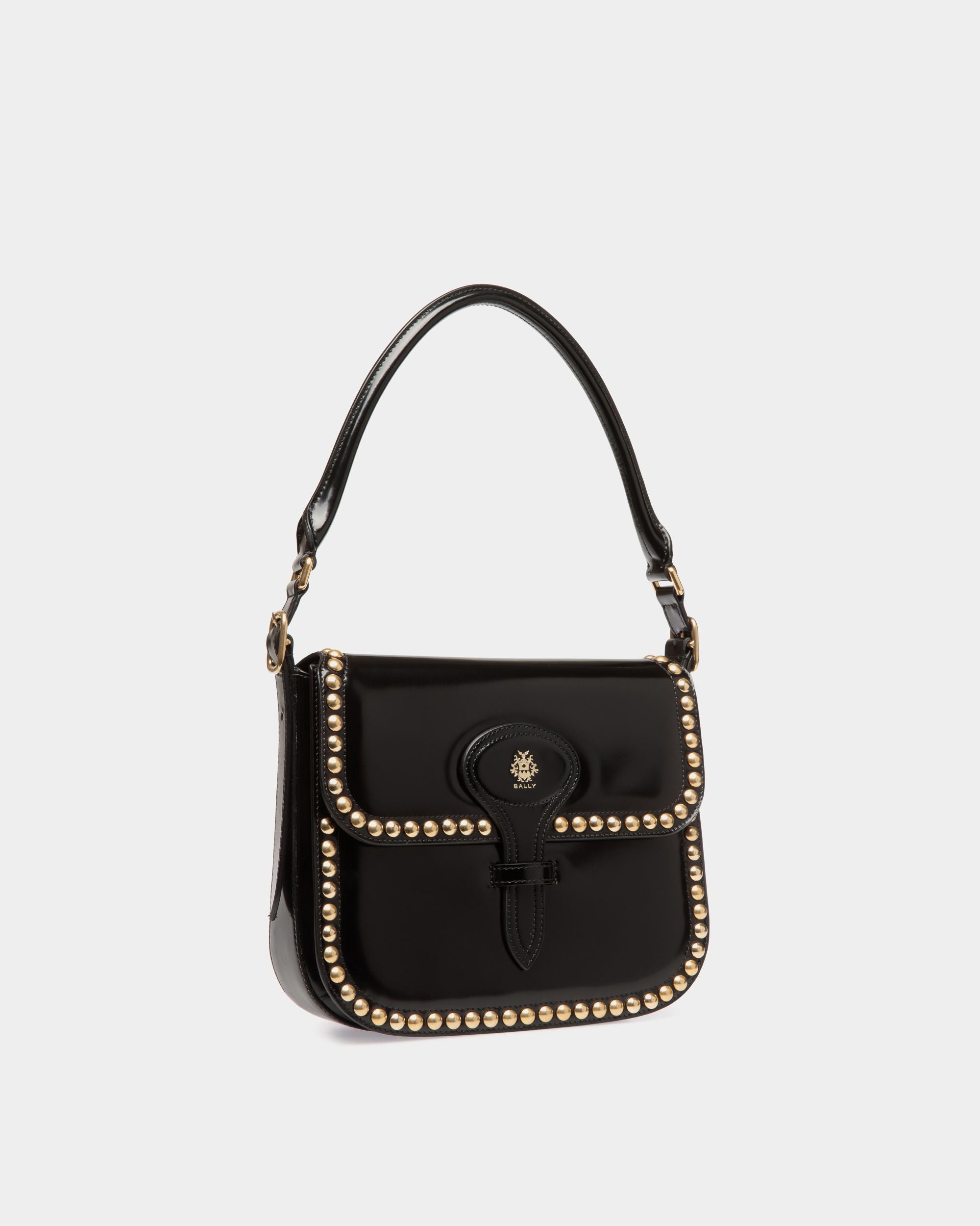 Borsa A Tracolla Beckett In Pelle Nera Con Borchie - Donna - Bally - 04