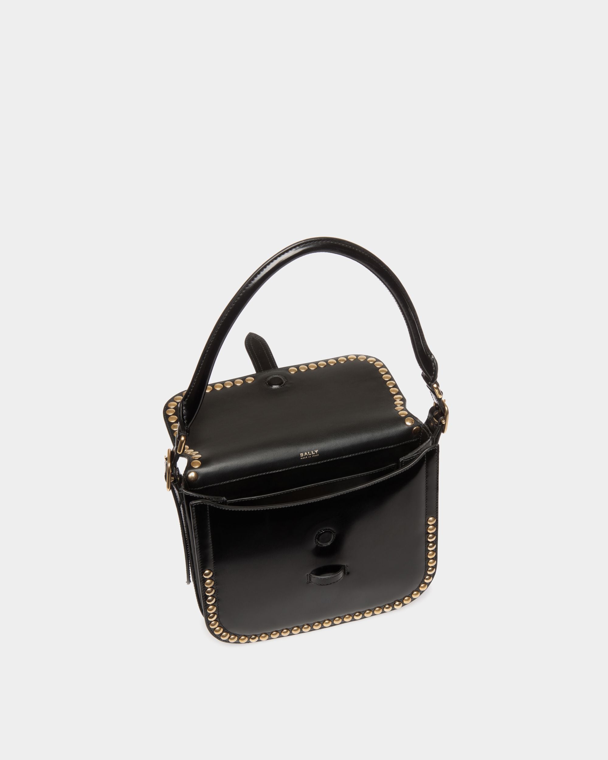 Borsa A Tracolla Beckett In Pelle Nera Con Borchie - Donna - Bally - 04