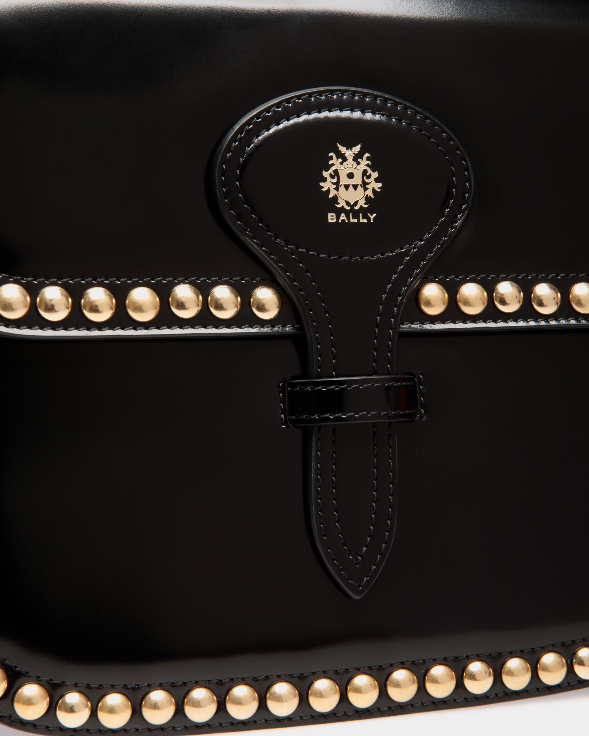Borsa A Tracolla Beckett In Pelle Nera Con Borchie - Donna - Bally - 06