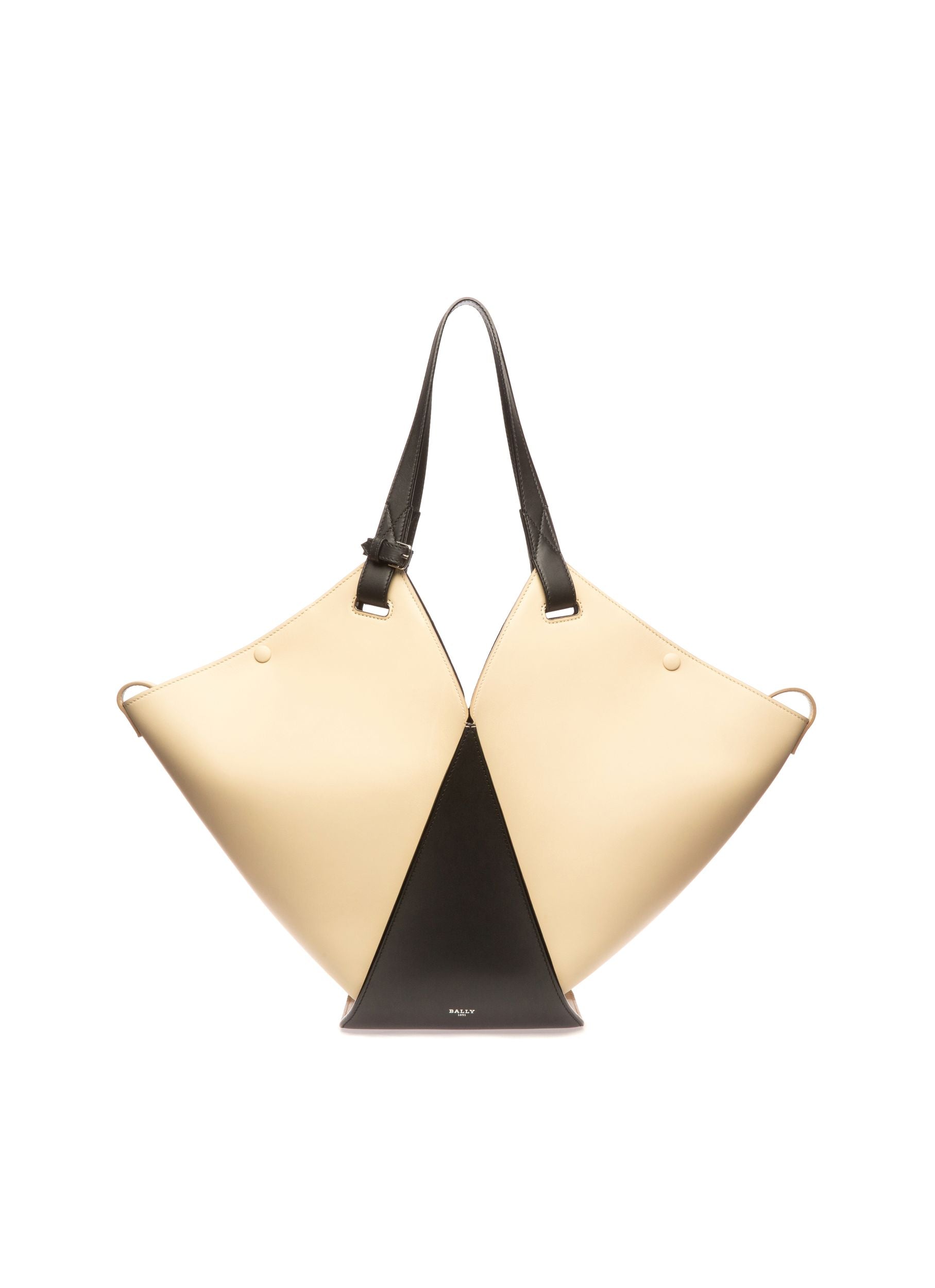 Ahria Tote Bag In Pelle Beige Chiaro E Nero - Donna - Bally - 01