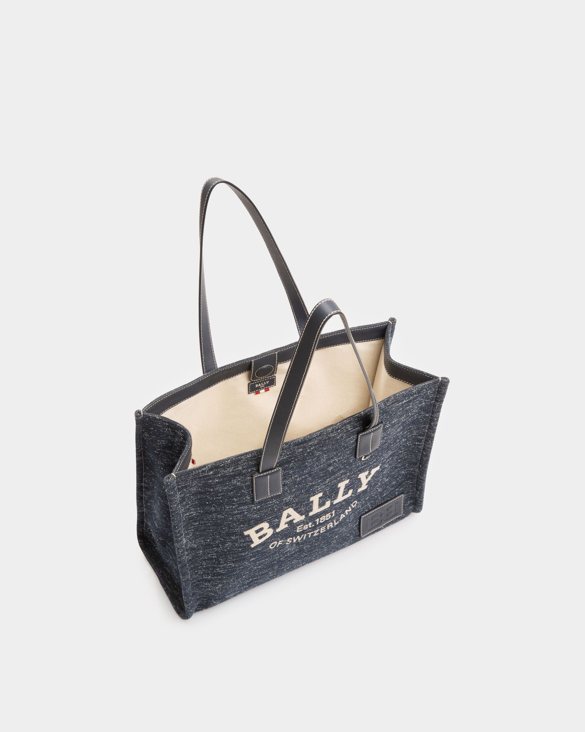Crystalia Tote Bag In Tessuto Blu Navy - Donna - Bally - 04