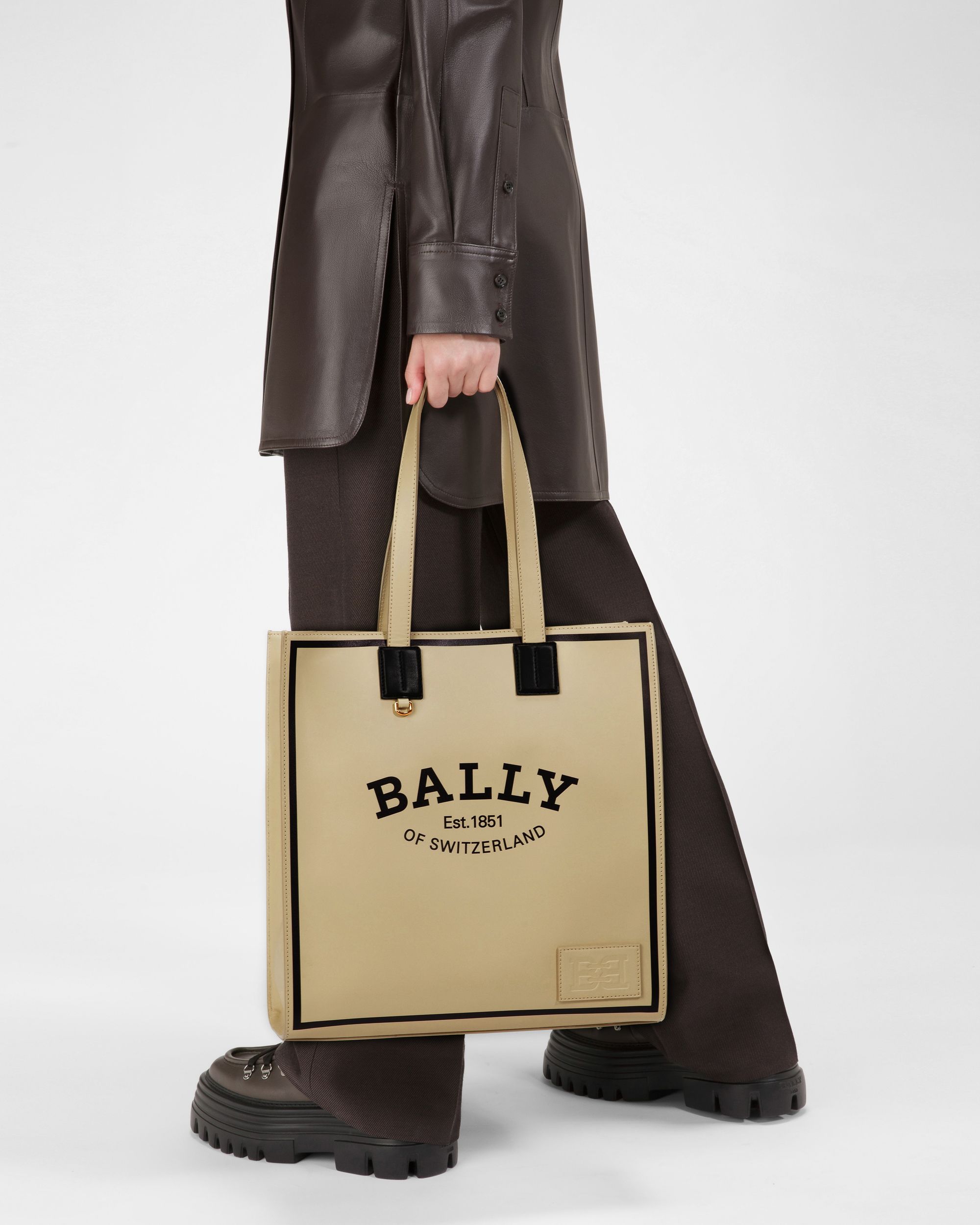 Crystalia Tote Bag In Pelle Beige Chiaro - Donna - Bally - 02