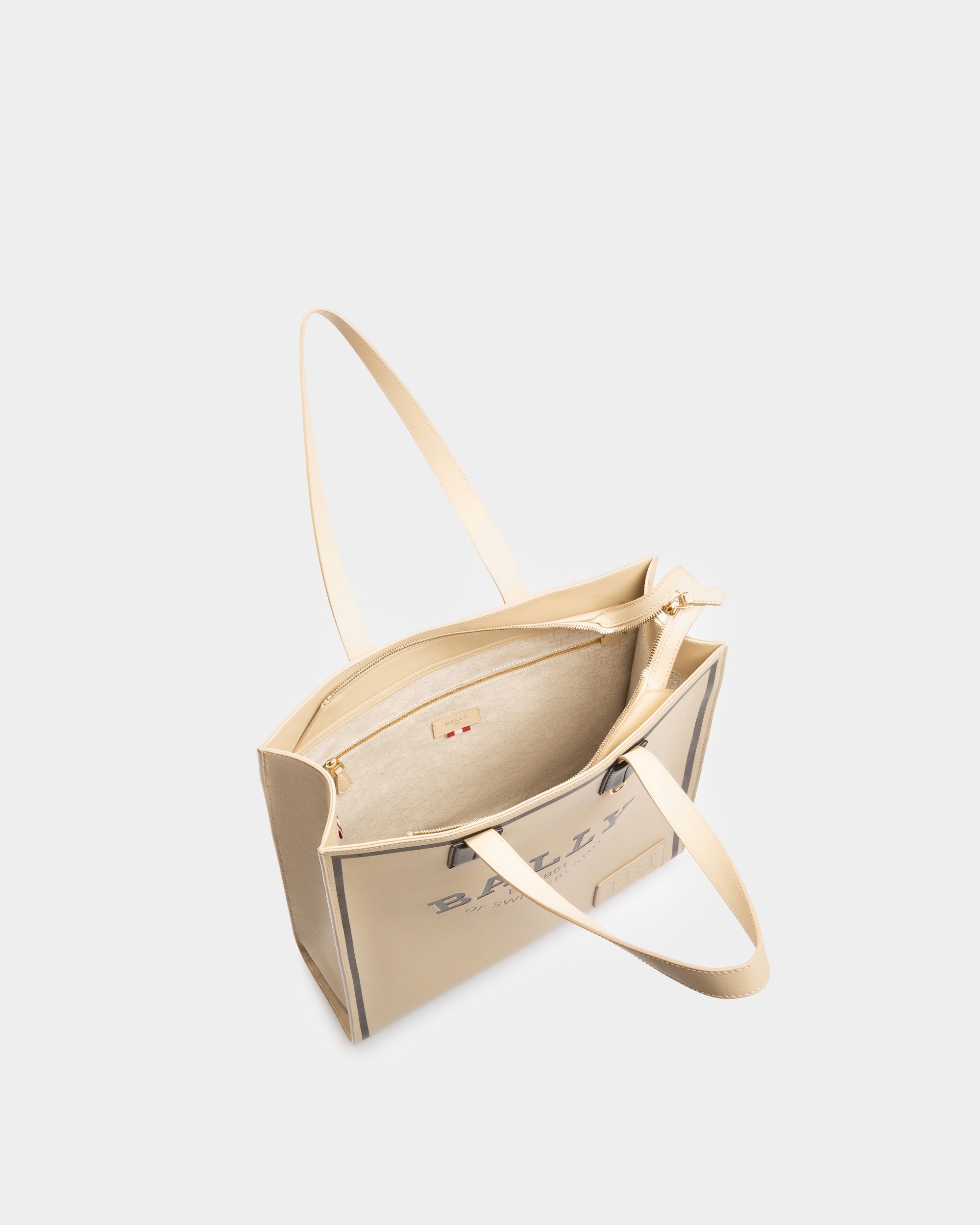 Crystalia Tote Bag In Pelle Beige Chiaro - Donna - Bally - 04