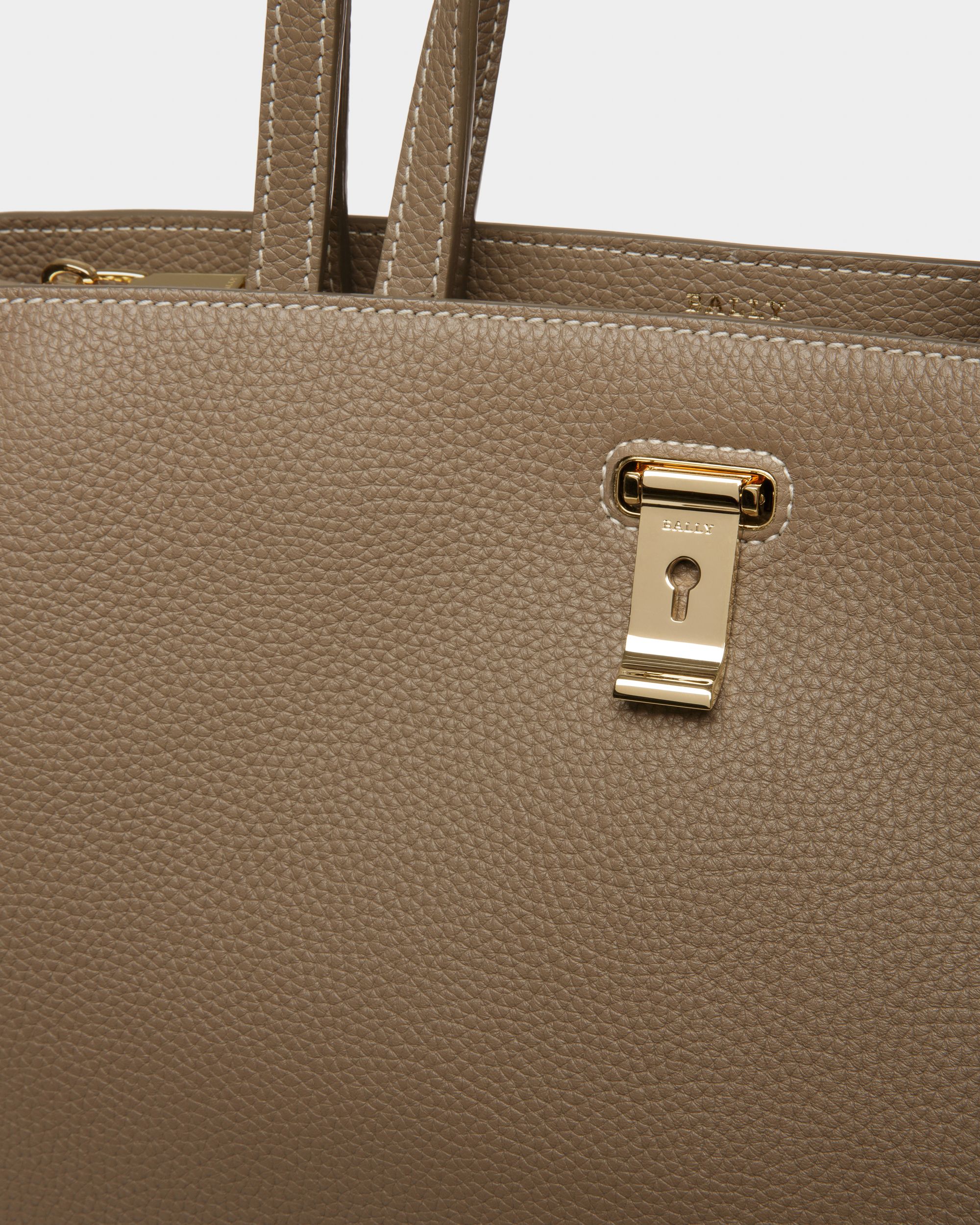 Lya Tote Bag In Pelle Grigio Talpa - Donna - Bally - 06