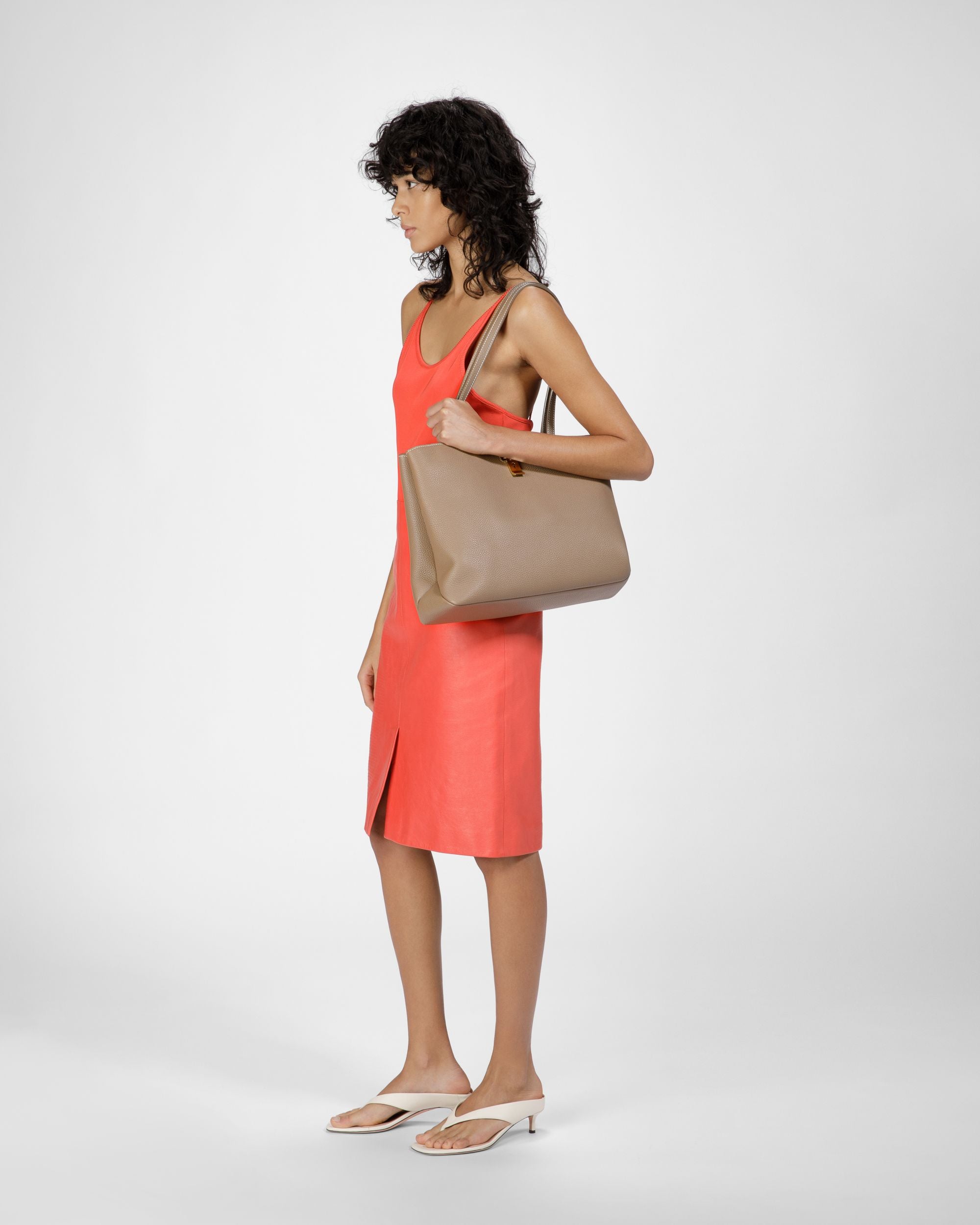 Lya Tote Bag In Pelle Grigio Talpa - Donna - Bally - 08