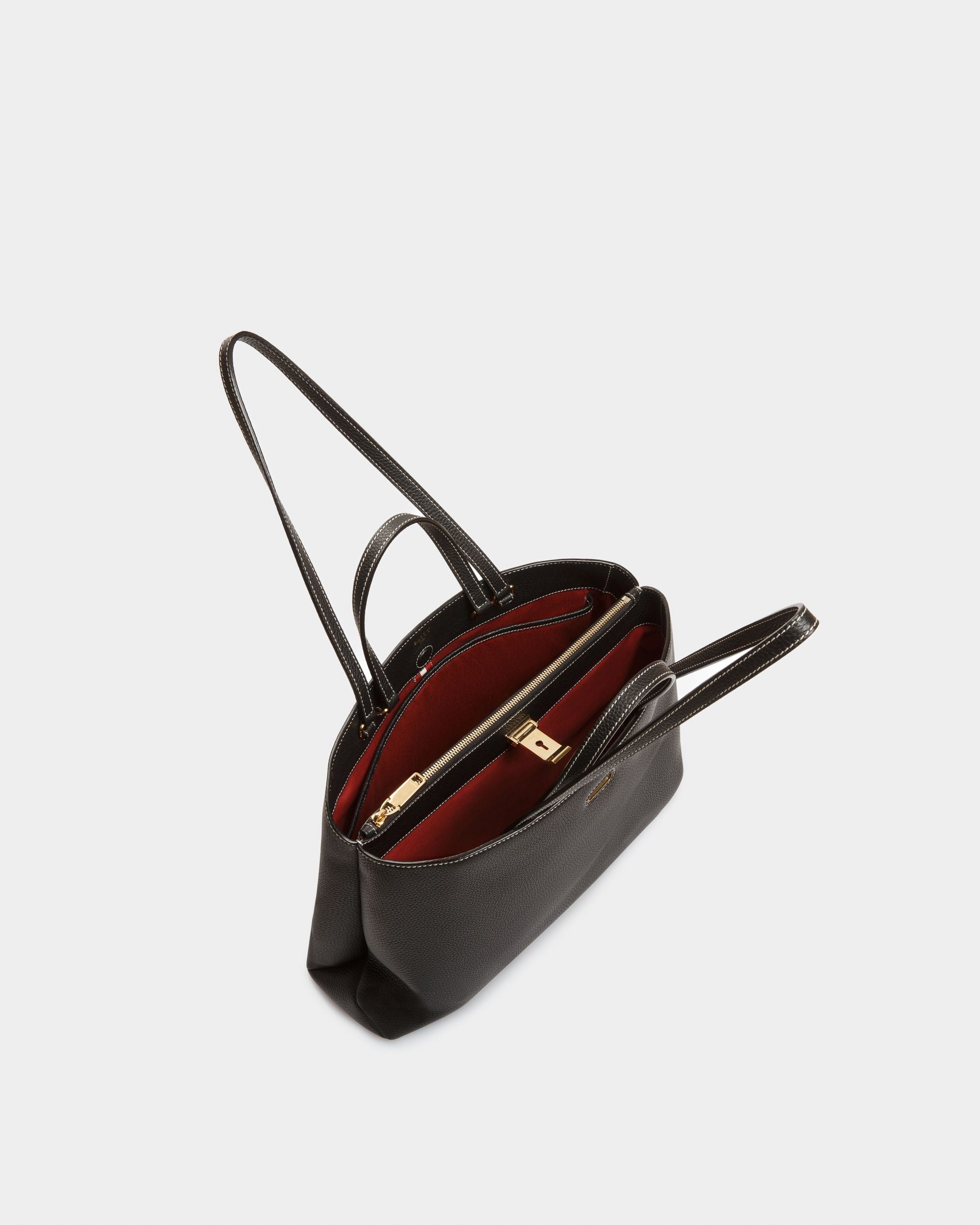 Lya Tote Bag In Pelle Nera - Donna - Bally - 04