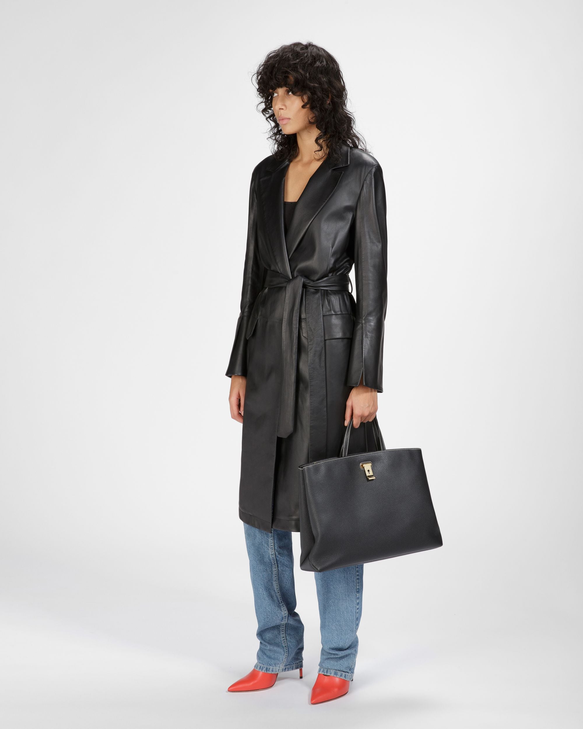 Lya Tote Bag In Pelle Nera - Donna - Bally - 06