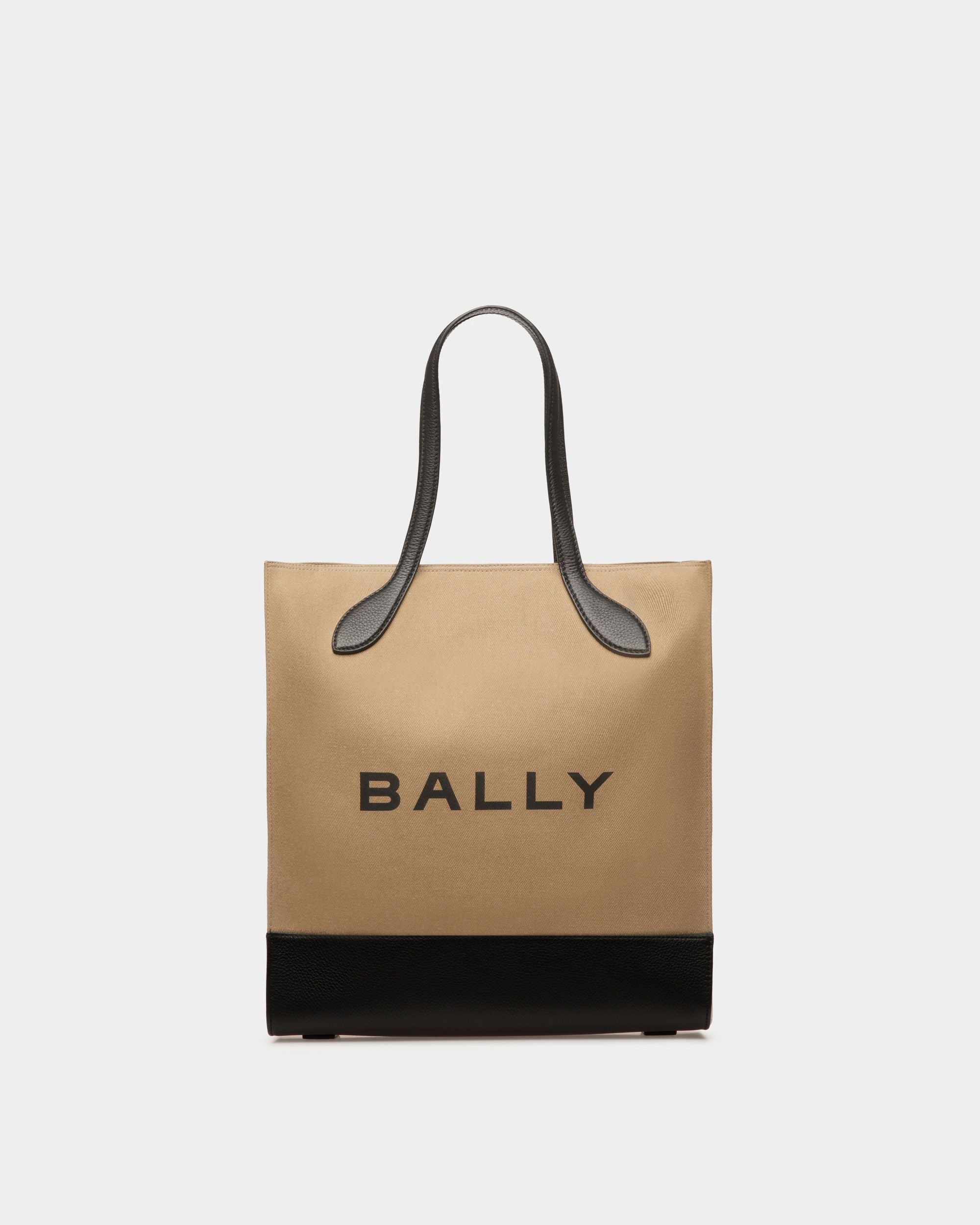 Tote Bag Bar In Tessuto Color Sabbia E Nero - Donna - Bally - 01