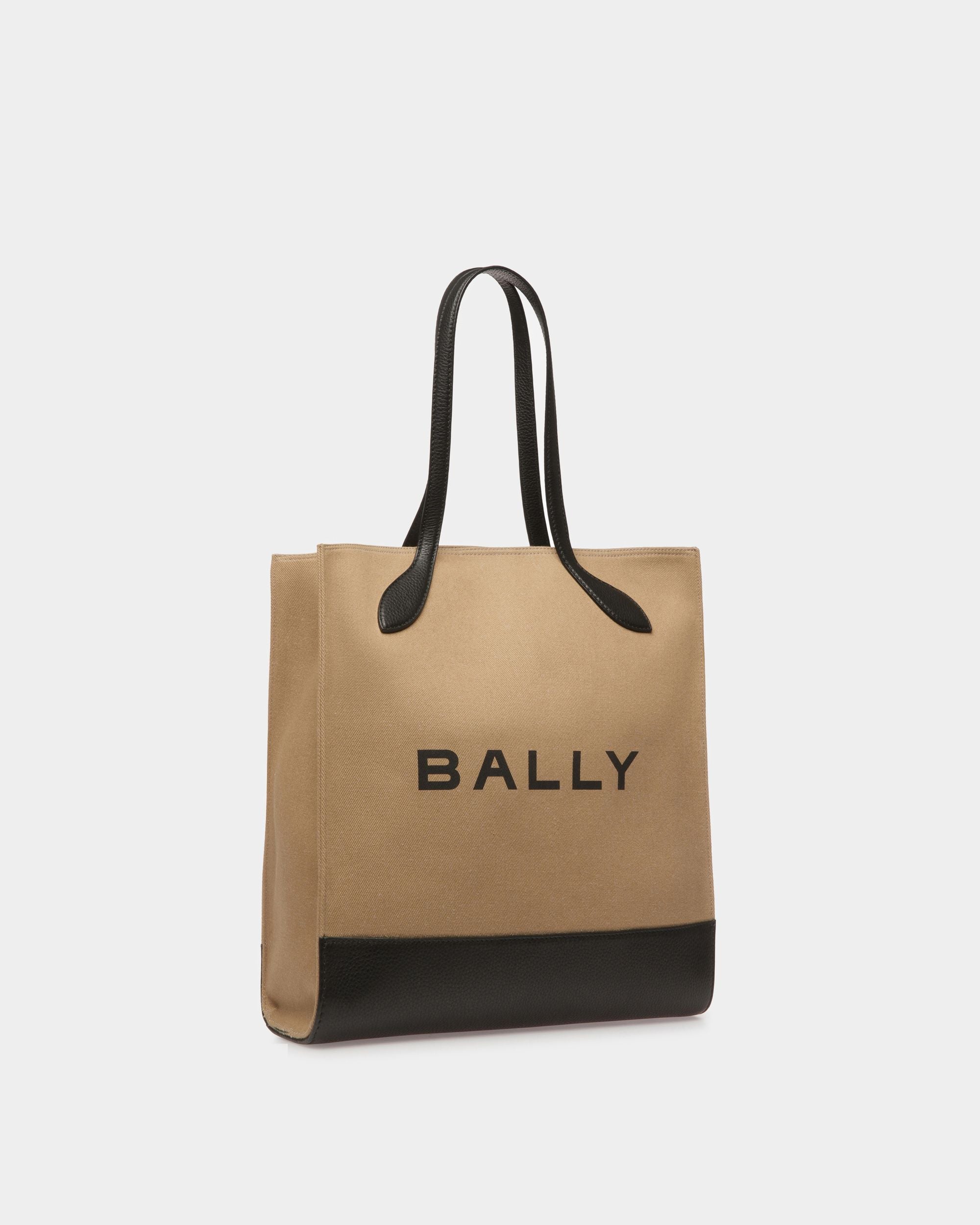 Tote Bag Bar In Tessuto Color Sabbia E Nero - Donna - Bally - 04