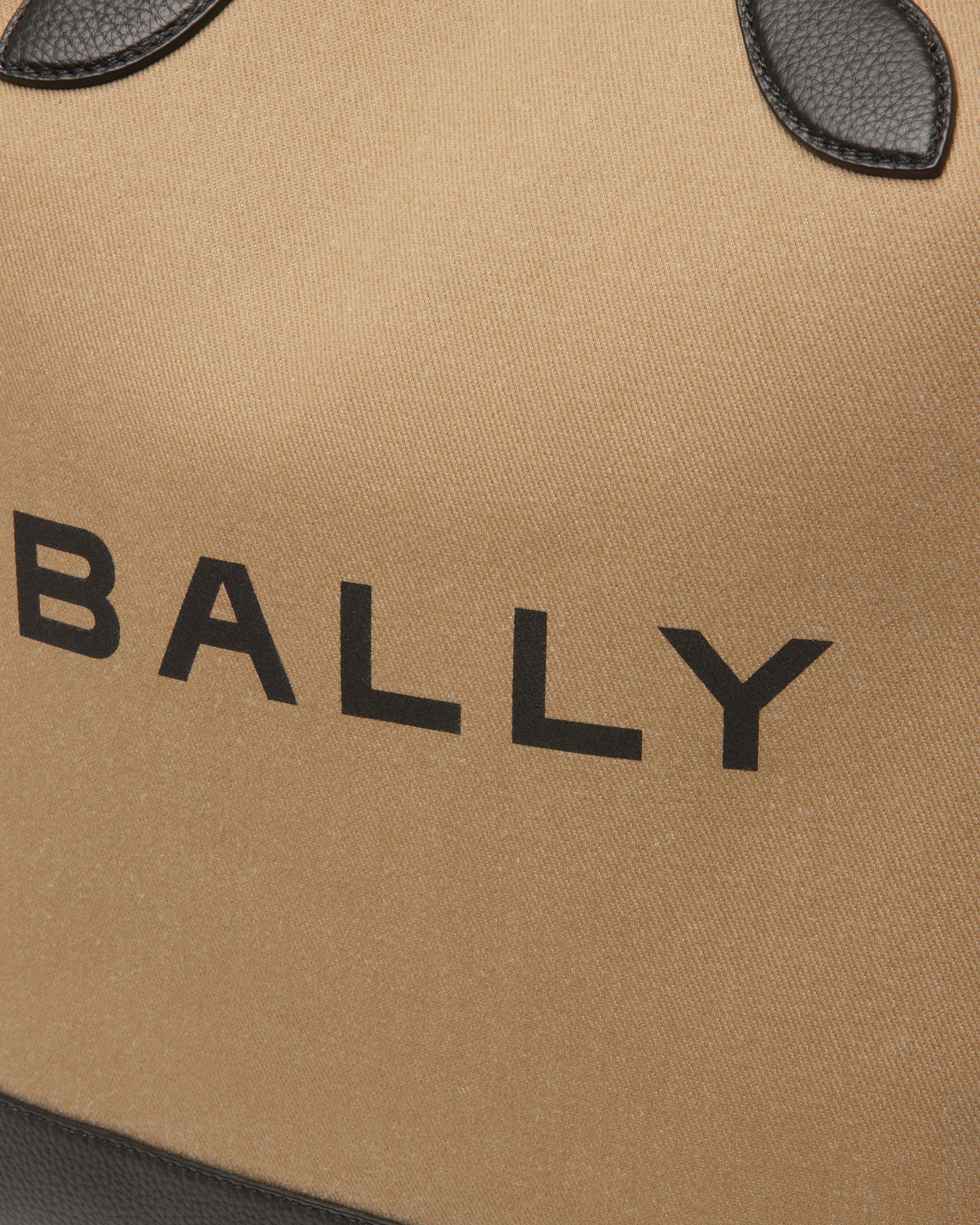 Tote Bag Bar In Tessuto Color Sabbia E Nero - Donna - Bally - 06