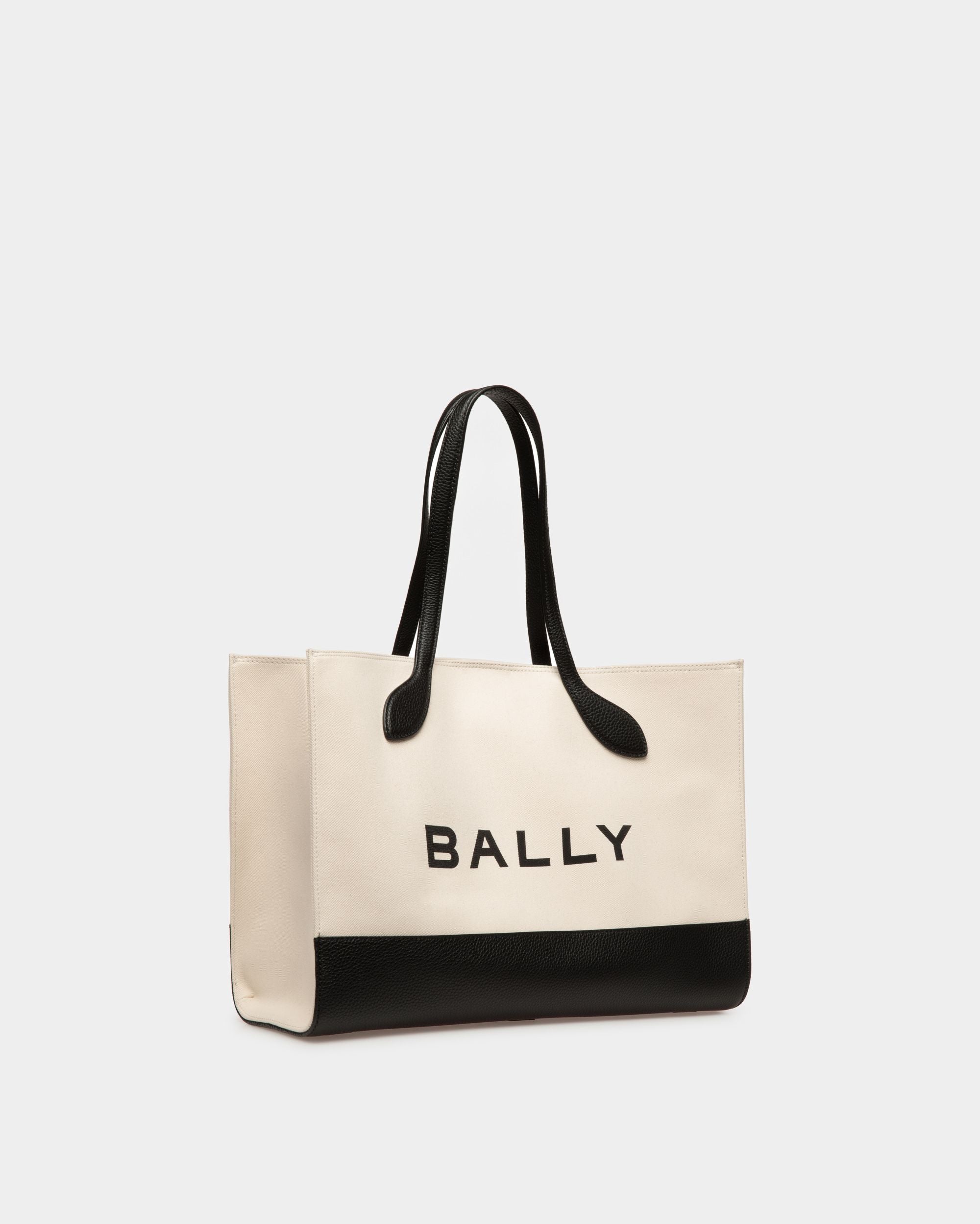 Tote Bag Bar In Tessuto Color Naturale E Nero - Donna - Bally - 03