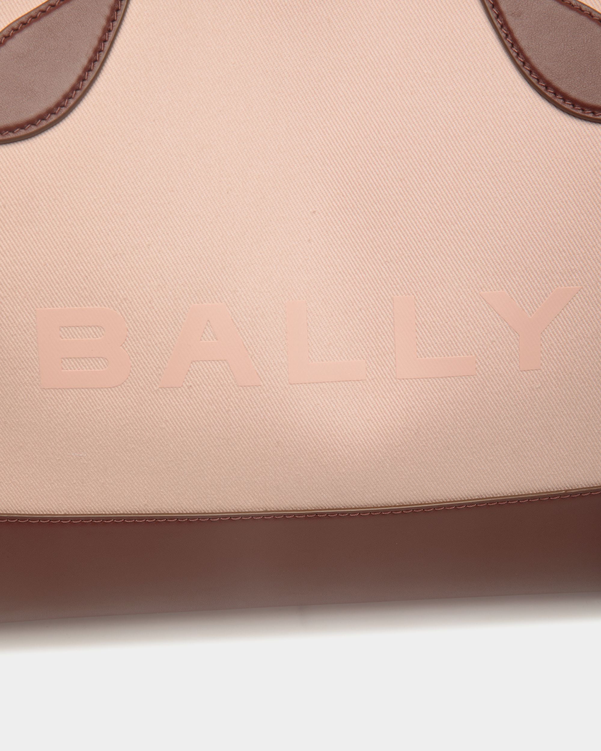 Tote Bag Bar In Tela Dusty Petal E Pelle Marrone - Donna - Bally - 04