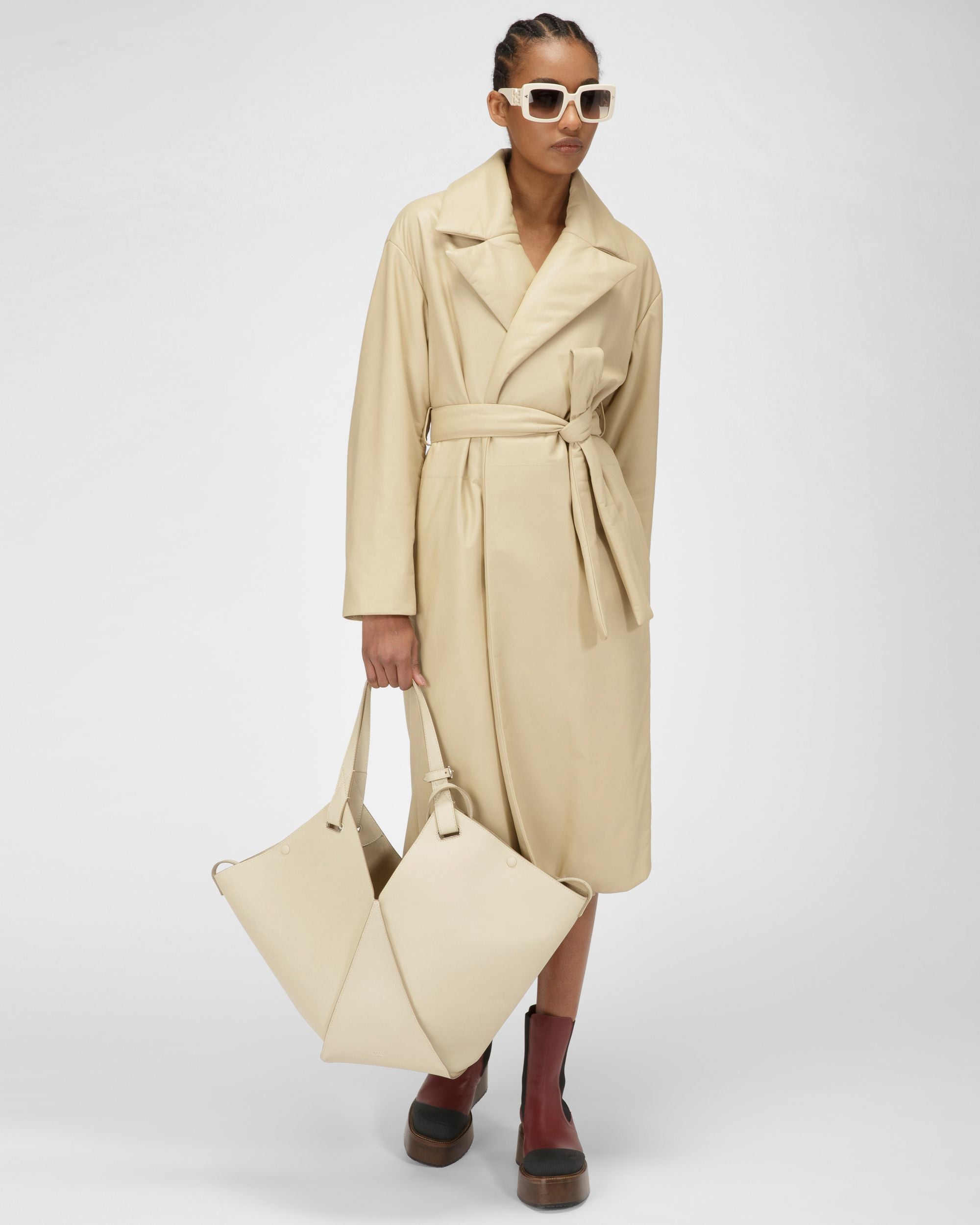 Ahria Tote Bag In Pelle Beige Chiaro - Donna - Bally - 06