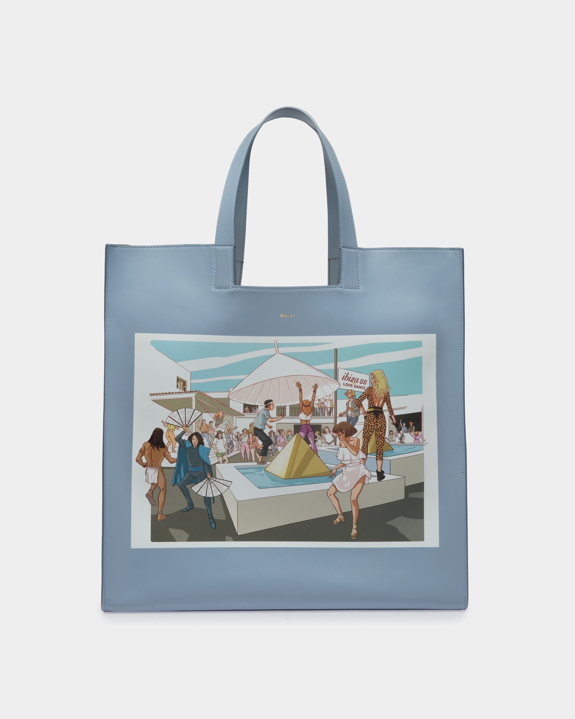 Tote Bag DJ Leo Mas X Bally In Pelle Light Blue Con Stampa Dancing Amnesia - Donna - Bally - 01