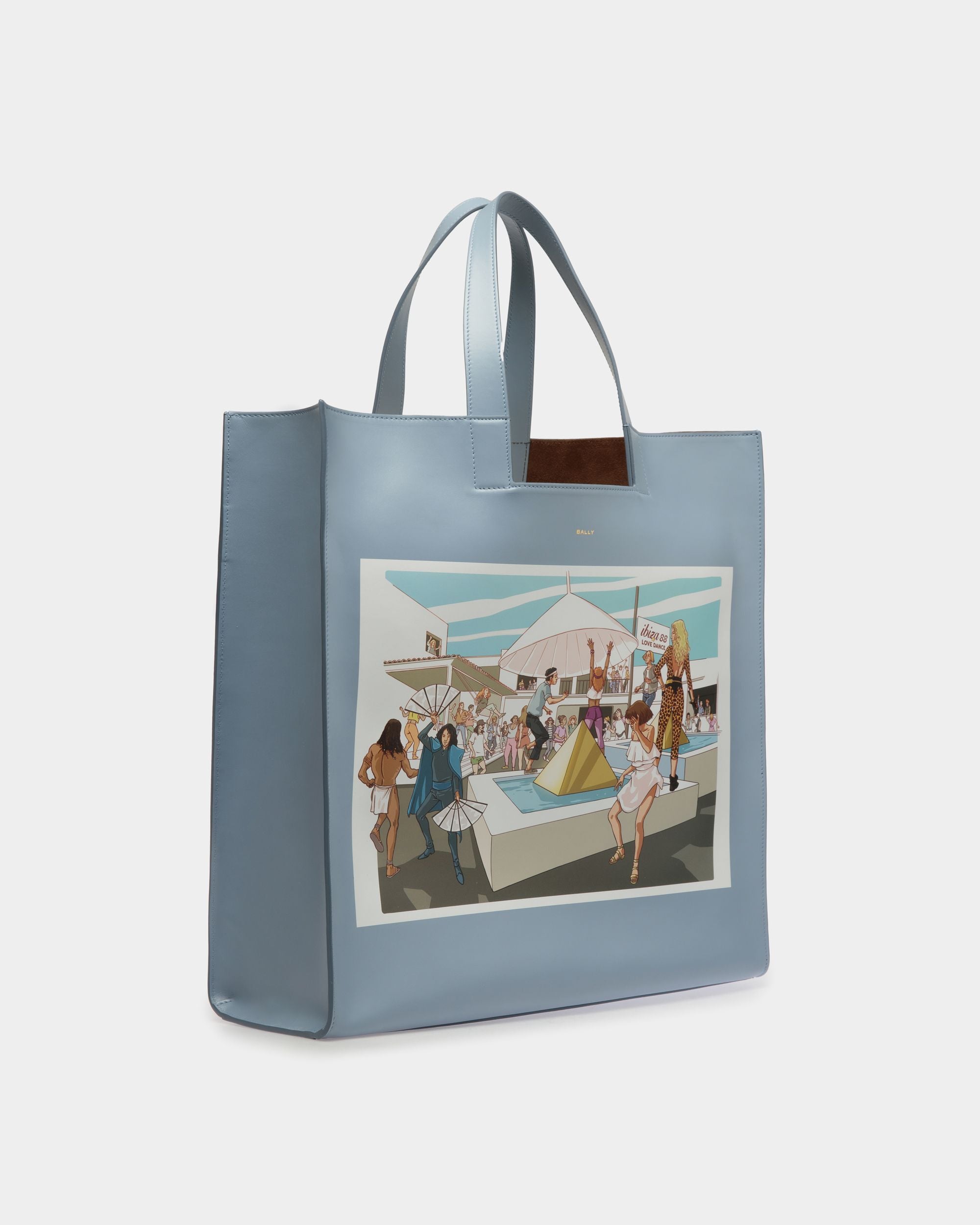 Tote Bag DJ Leo Mas X Bally In Pelle Light Blue Con Stampa Dancing Amnesia - Donna - Bally - 04