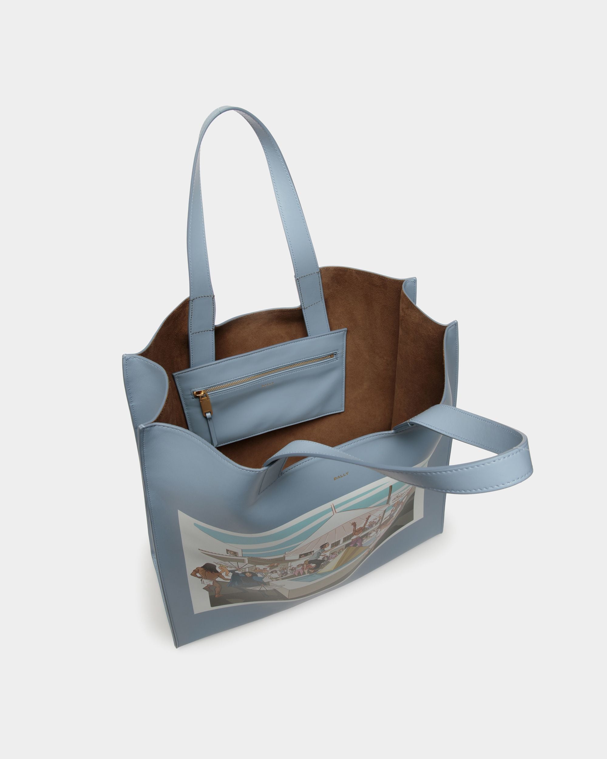 Tote Bag DJ Leo Mas X Bally In Pelle Light Blue Con Stampa Dancing Amnesia - Donna - Bally - 05