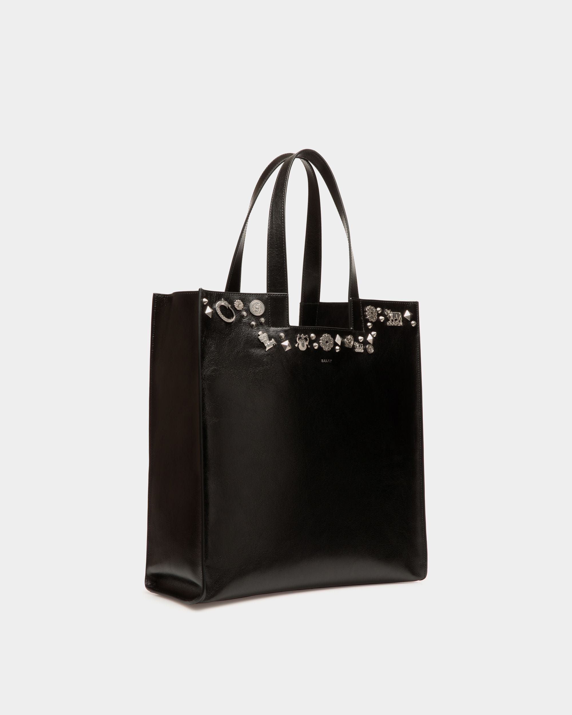 Tote Bag Easy Bally In Pelle Nera Con Borchie - Donna - Bally - 04
