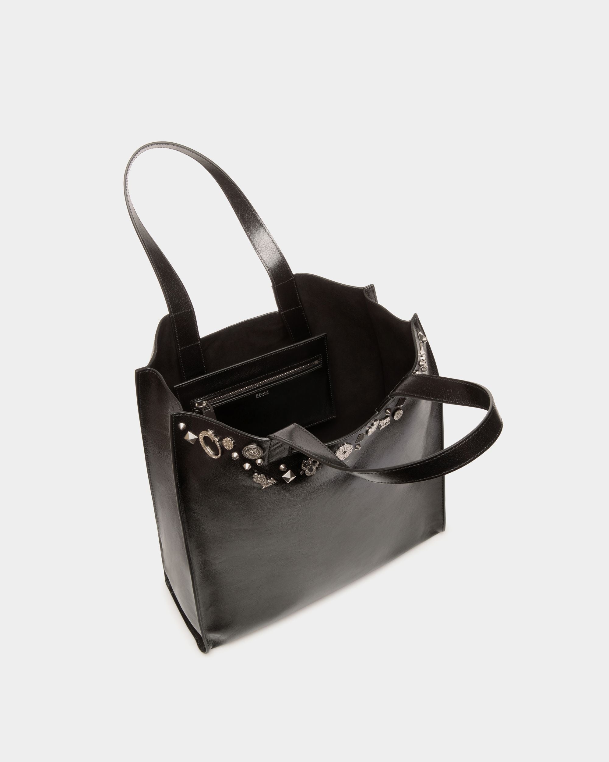 Tote Bag Easy Bally In Pelle Nera Con Borchie - Donna - Bally - 01