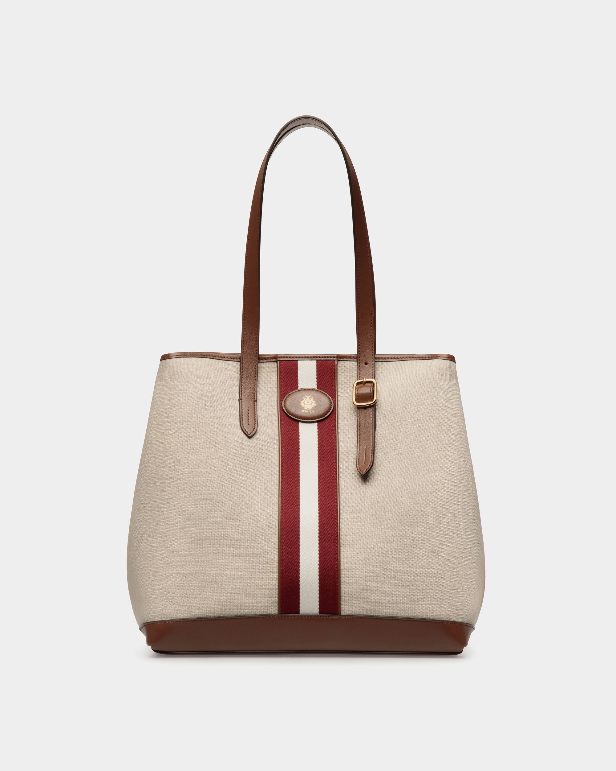 Tote Bag Beckett In Tela Color Naturale E Pelle Marrone - Donna - Bally - 01