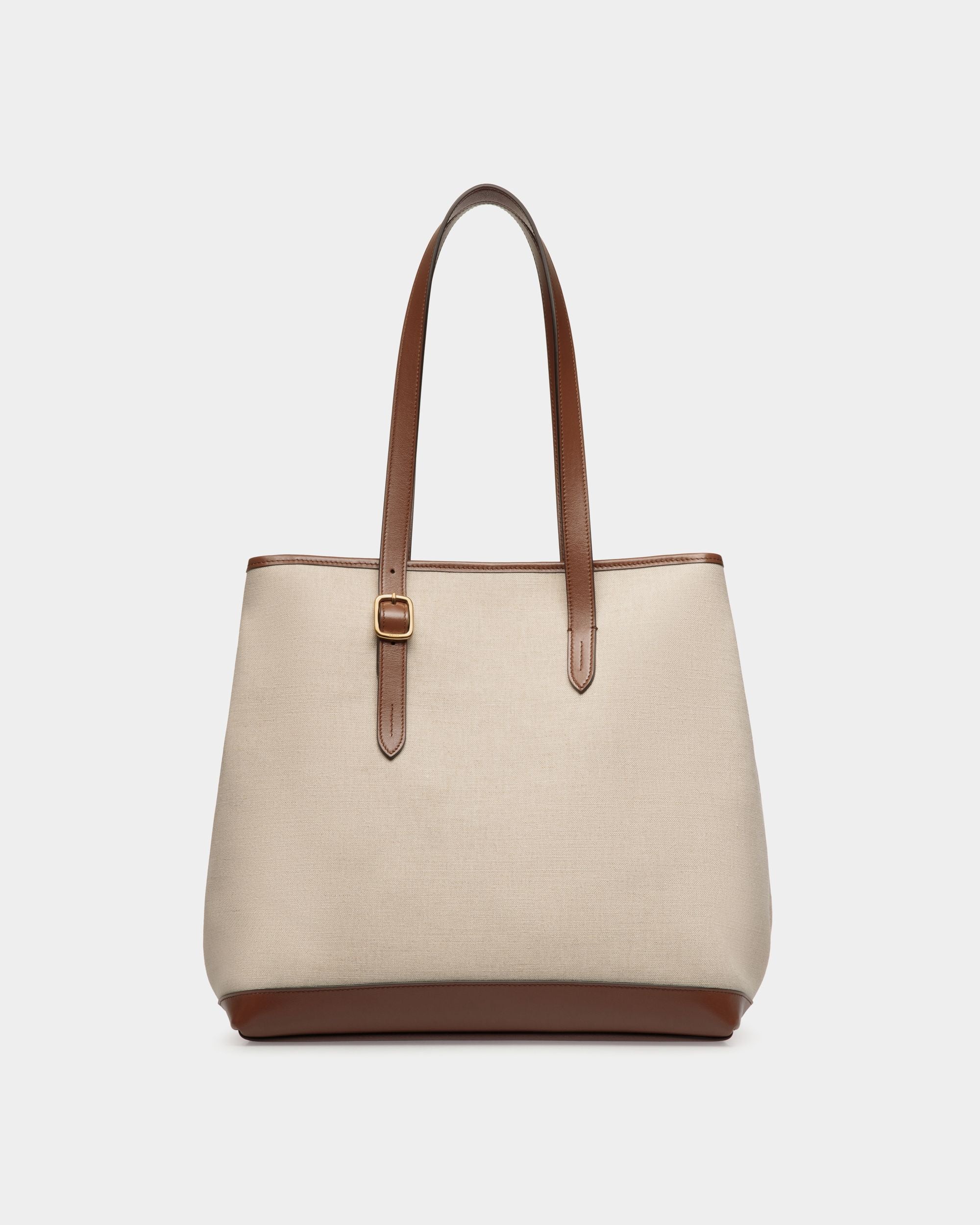 Tote Bag Beckett In Tela Color Naturale E Pelle Marrone - Donna - Bally - 02