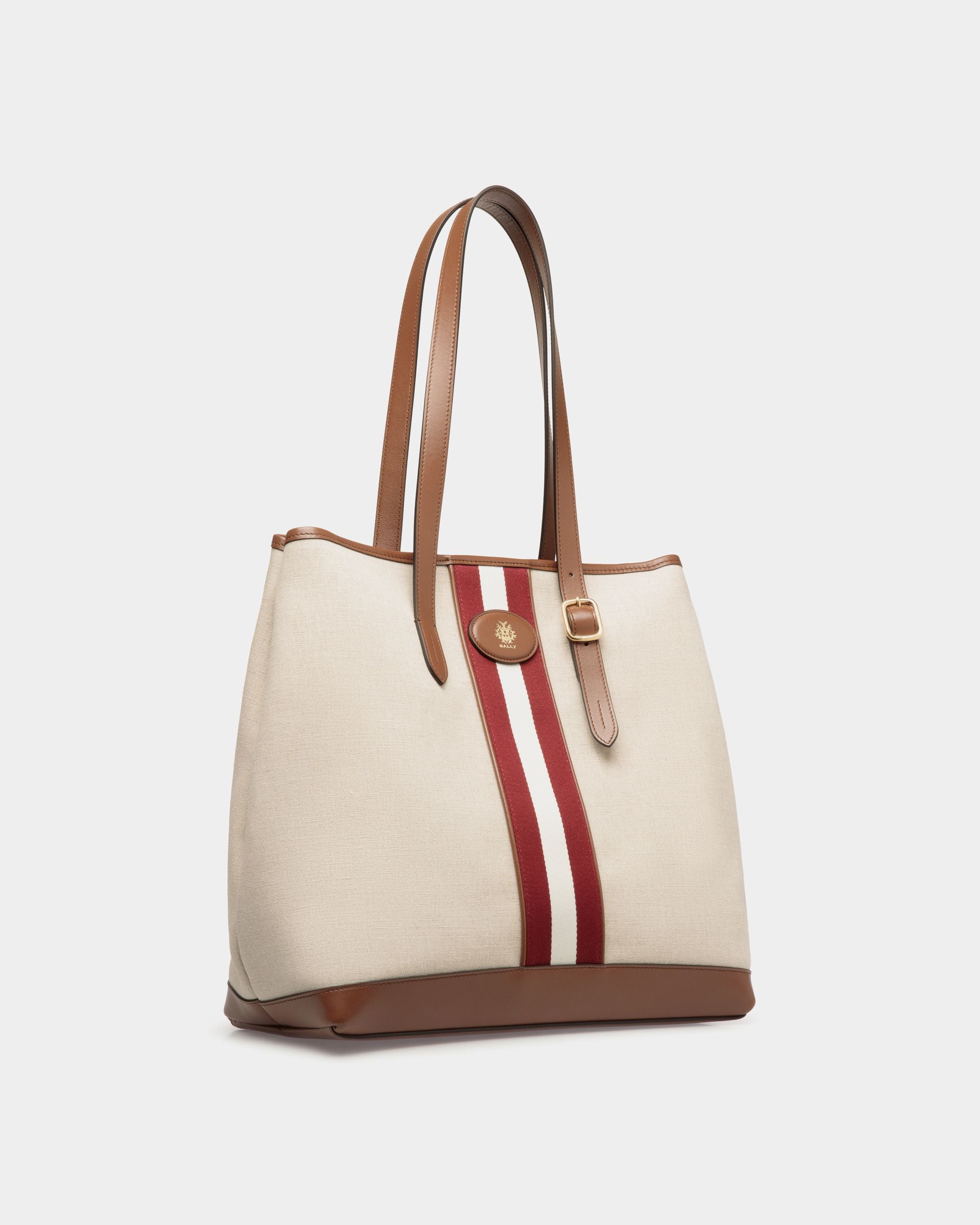Tote Bag Beckett In Tela Color Naturale E Pelle Marrone - Donna - Bally - 03