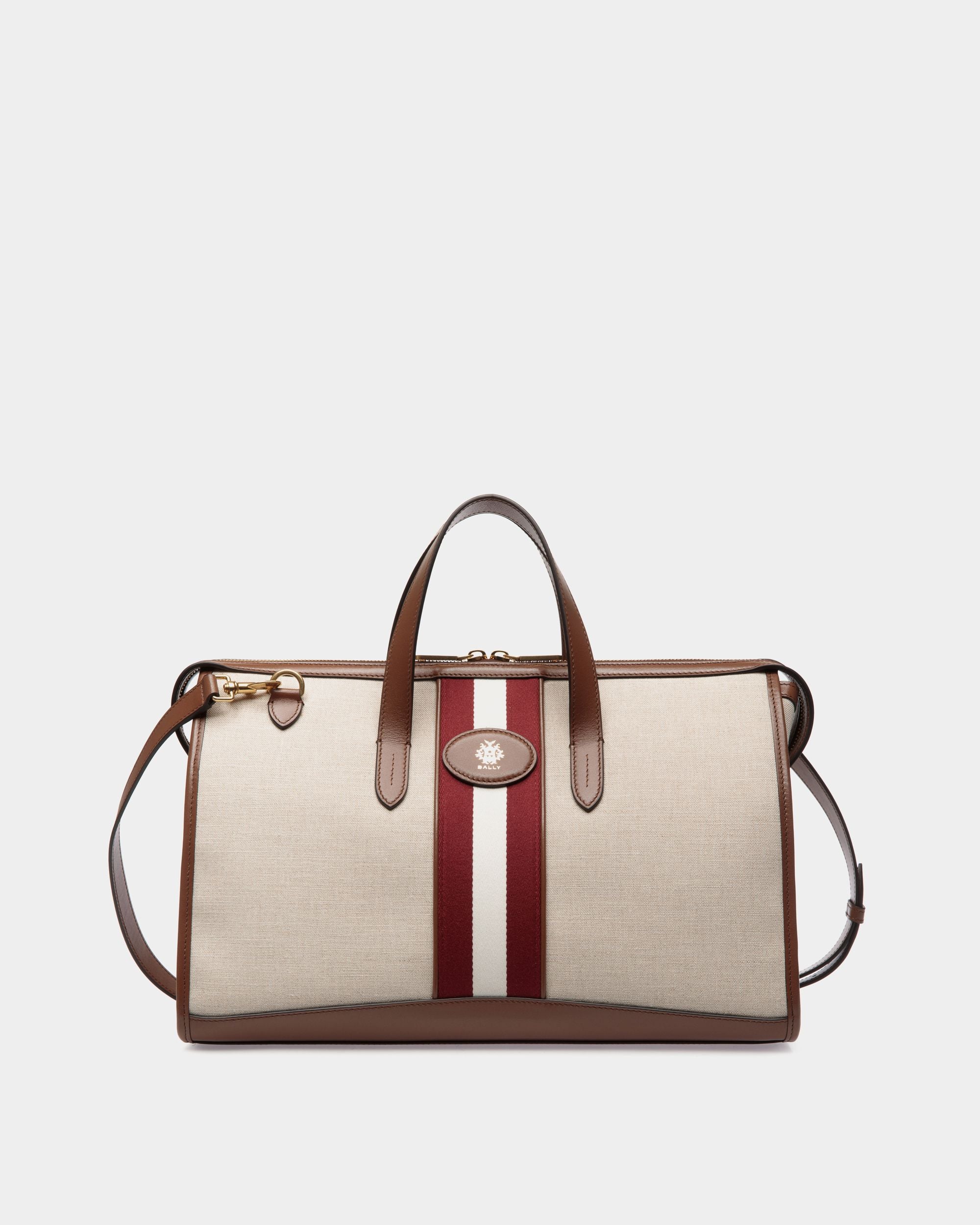 Tote Bag Beckett In Tela Color Naturale E Pelle Marrone - Donna - Bally - 01