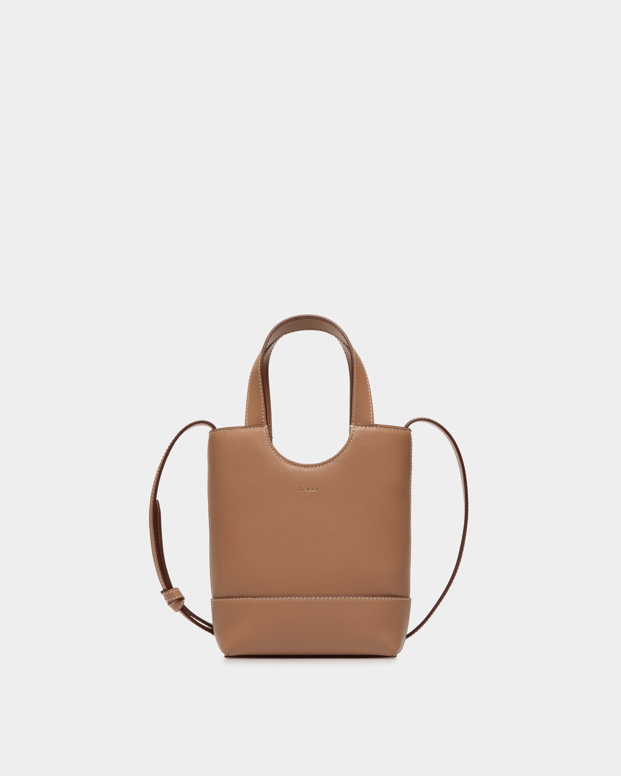Tote Bag Piccola Easy Bally In Pelle Praline Beige - Donna - Bally - 01