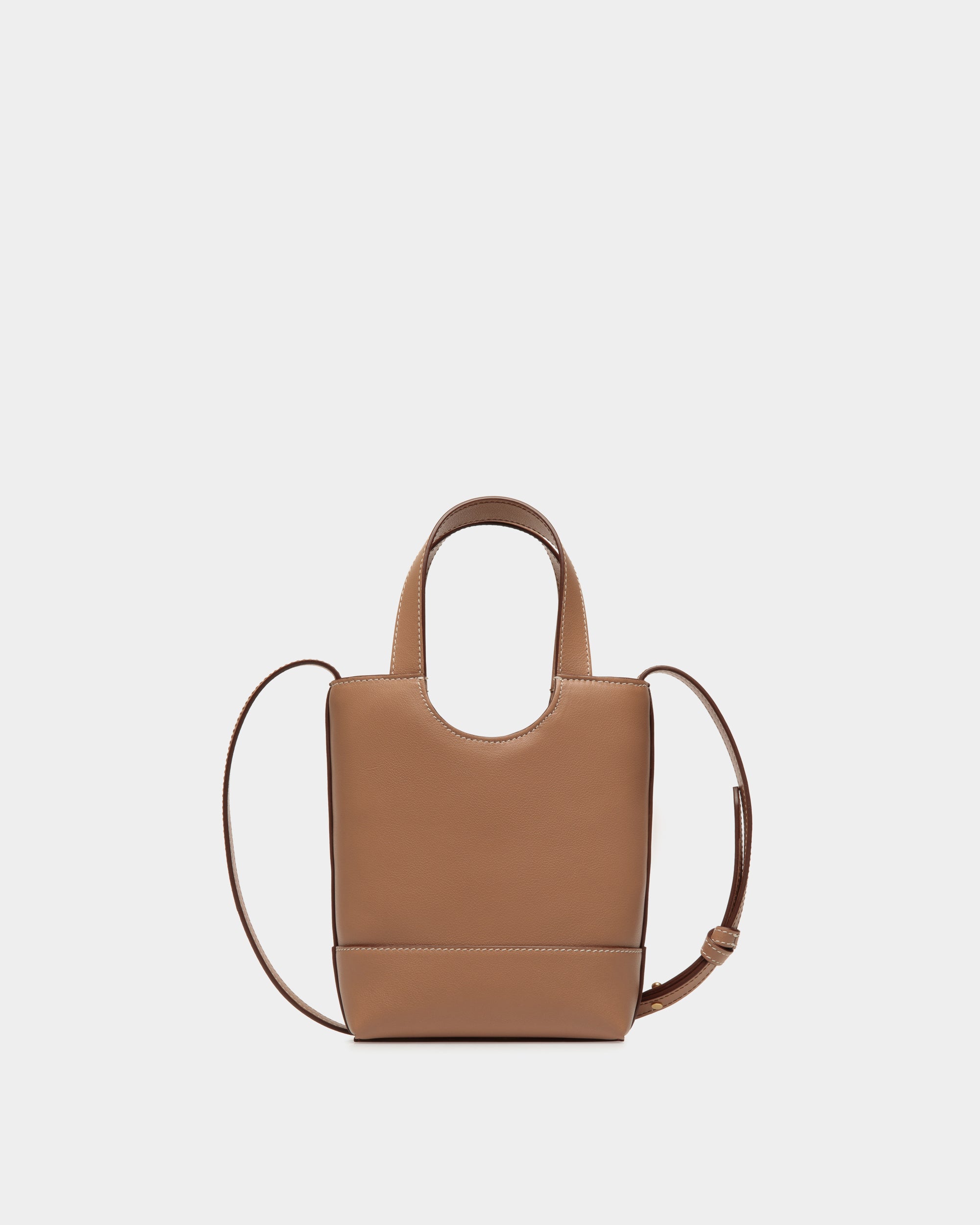 Tote Bag Piccola Easy Bally In Pelle Praline Beige - Donna - Bally - 02