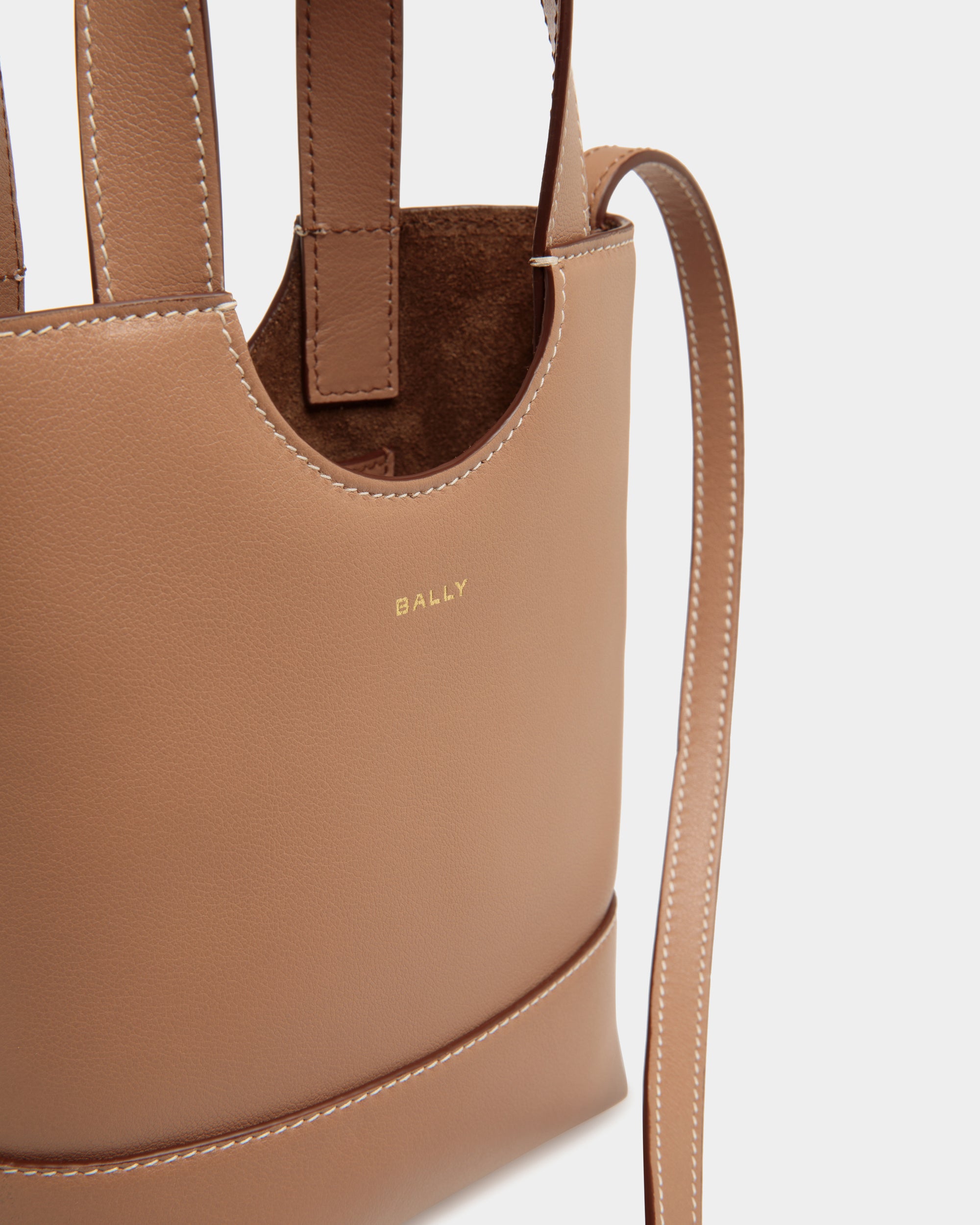 Tote Bag Piccola Easy Bally In Pelle Praline Beige - Donna - Bally - 05