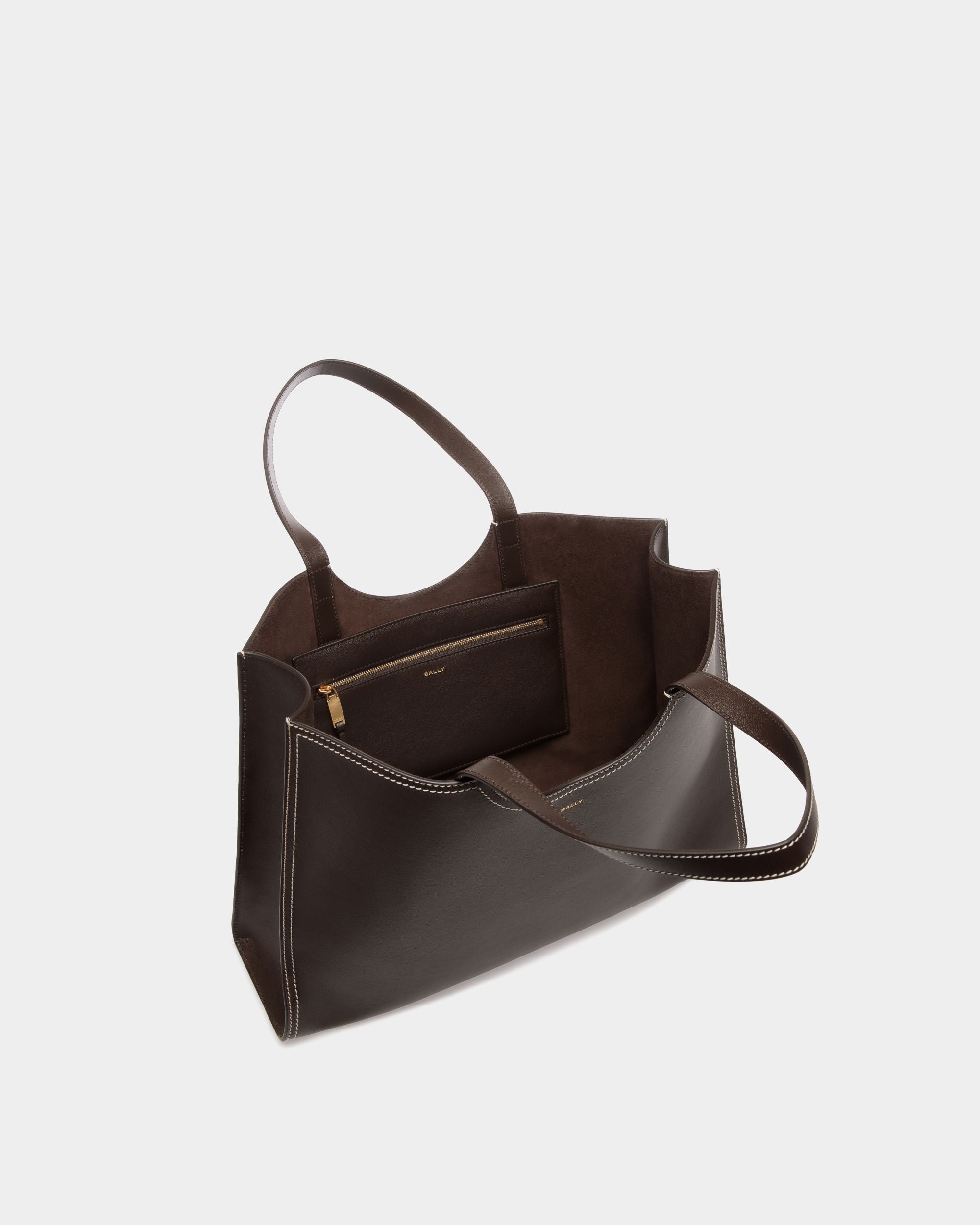 Tote Bag Easy Bally In Pelle Color Ebano - Donna - Bally - 05
