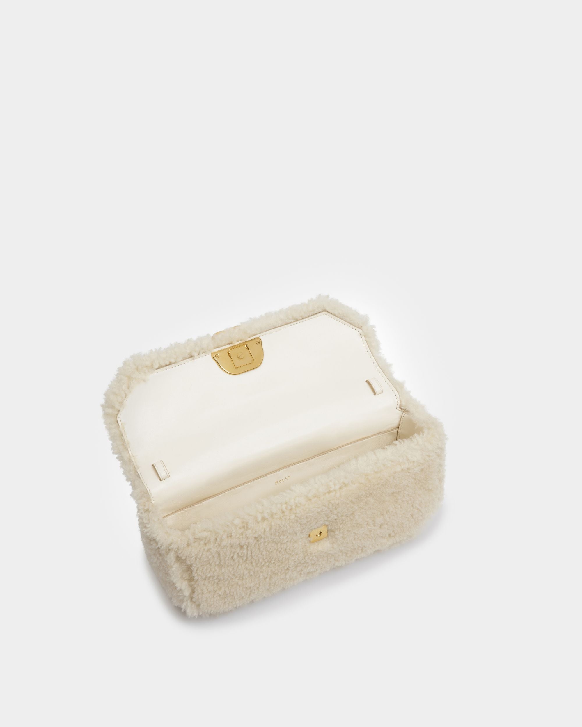 Borsa A Spalla Emblem In Lana Avorio - Donna - Bally - 05