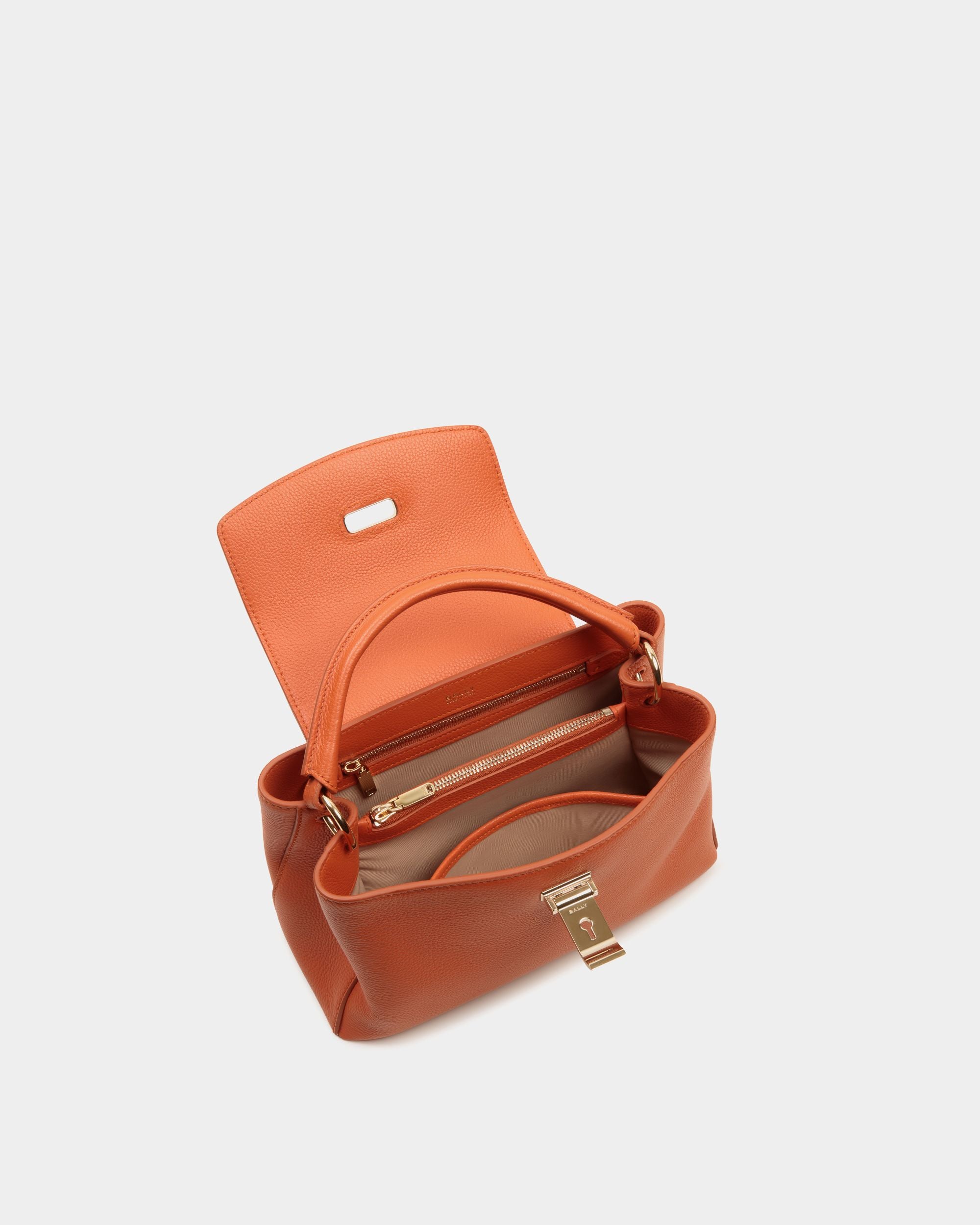 Borsa A Mano Piccola Lock Me In Pelle Granata Koi Orange - Donna - Bally - 04