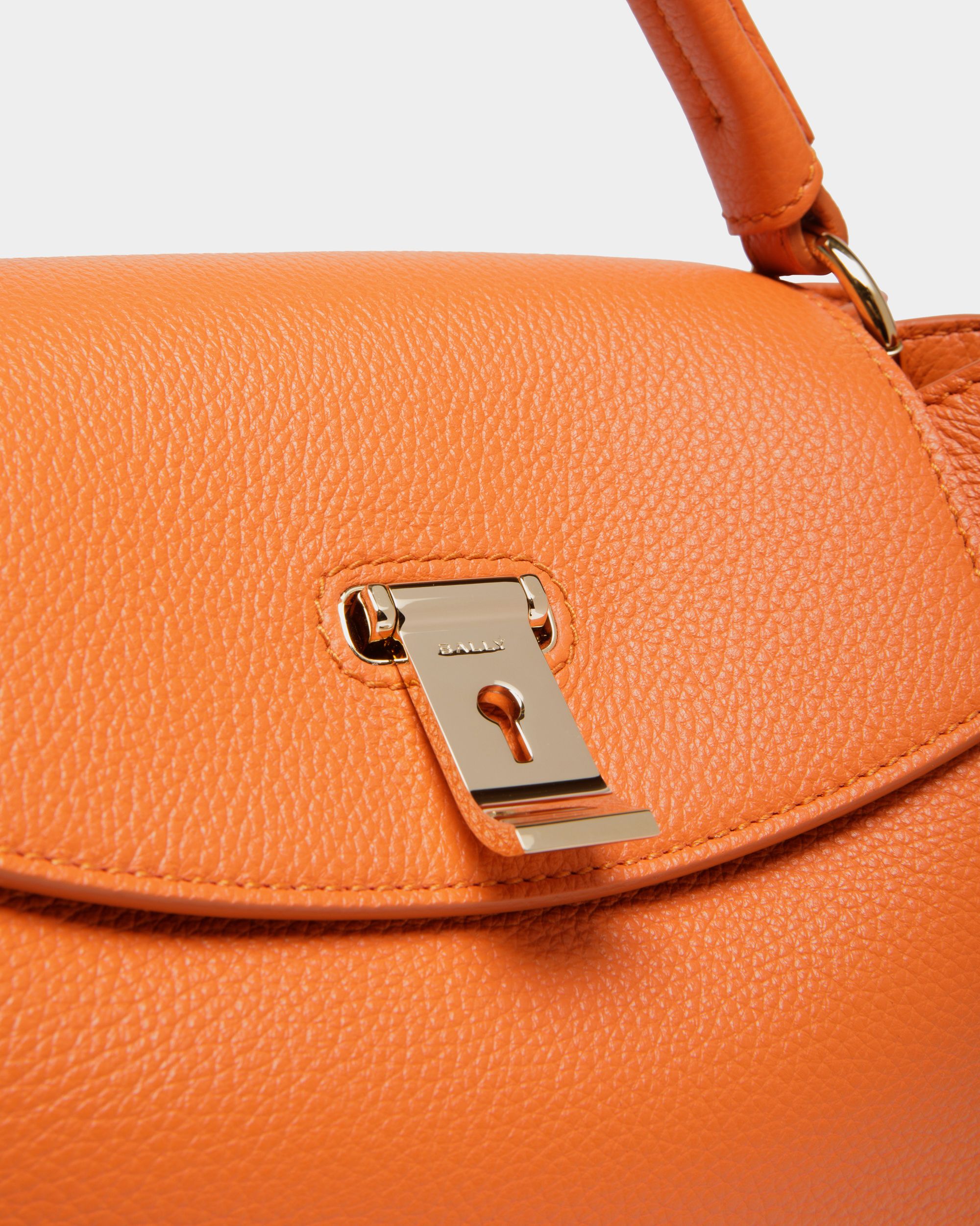 Borsa A Mano Piccola Lock Me In Pelle Granata Koi Orange - Donna - Bally - 05